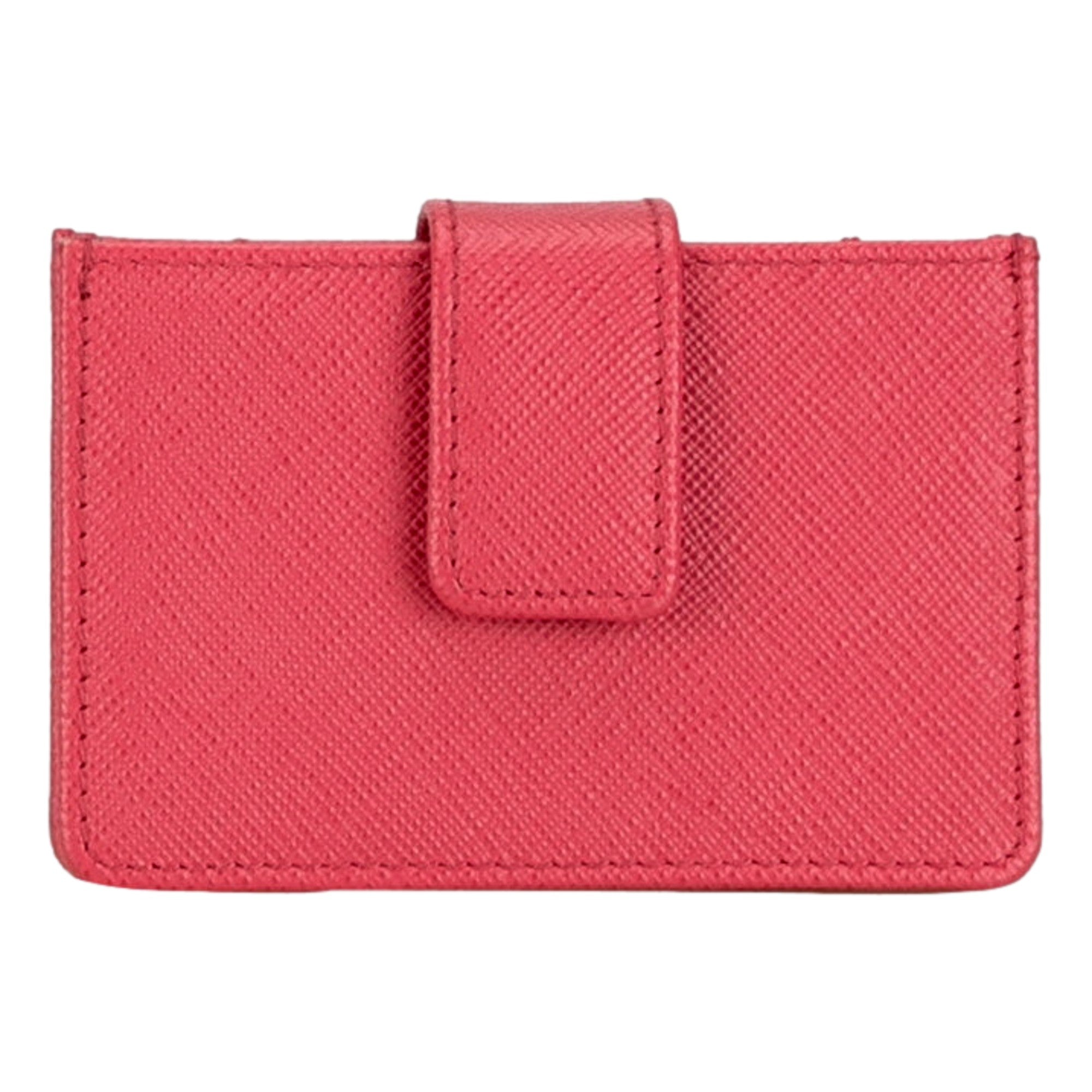 Prada Saffiano Leather Wallet - Stylish Card Case in Peonia Pink