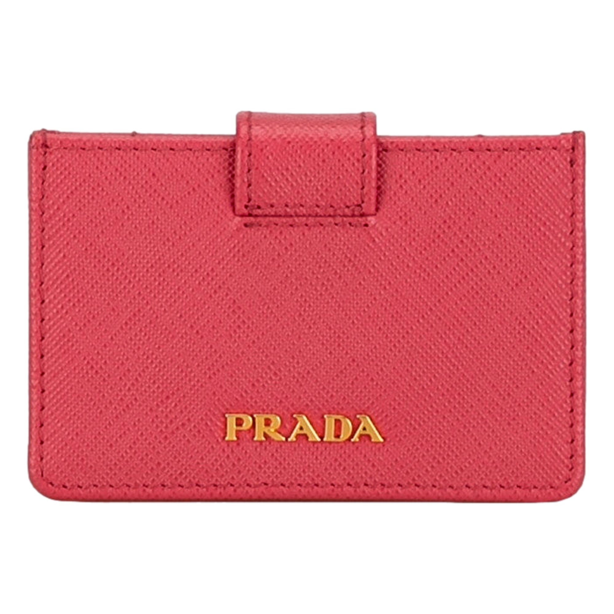 Prada Saffiano Leather Wallet - Stylish Card Case in Peonia Pink