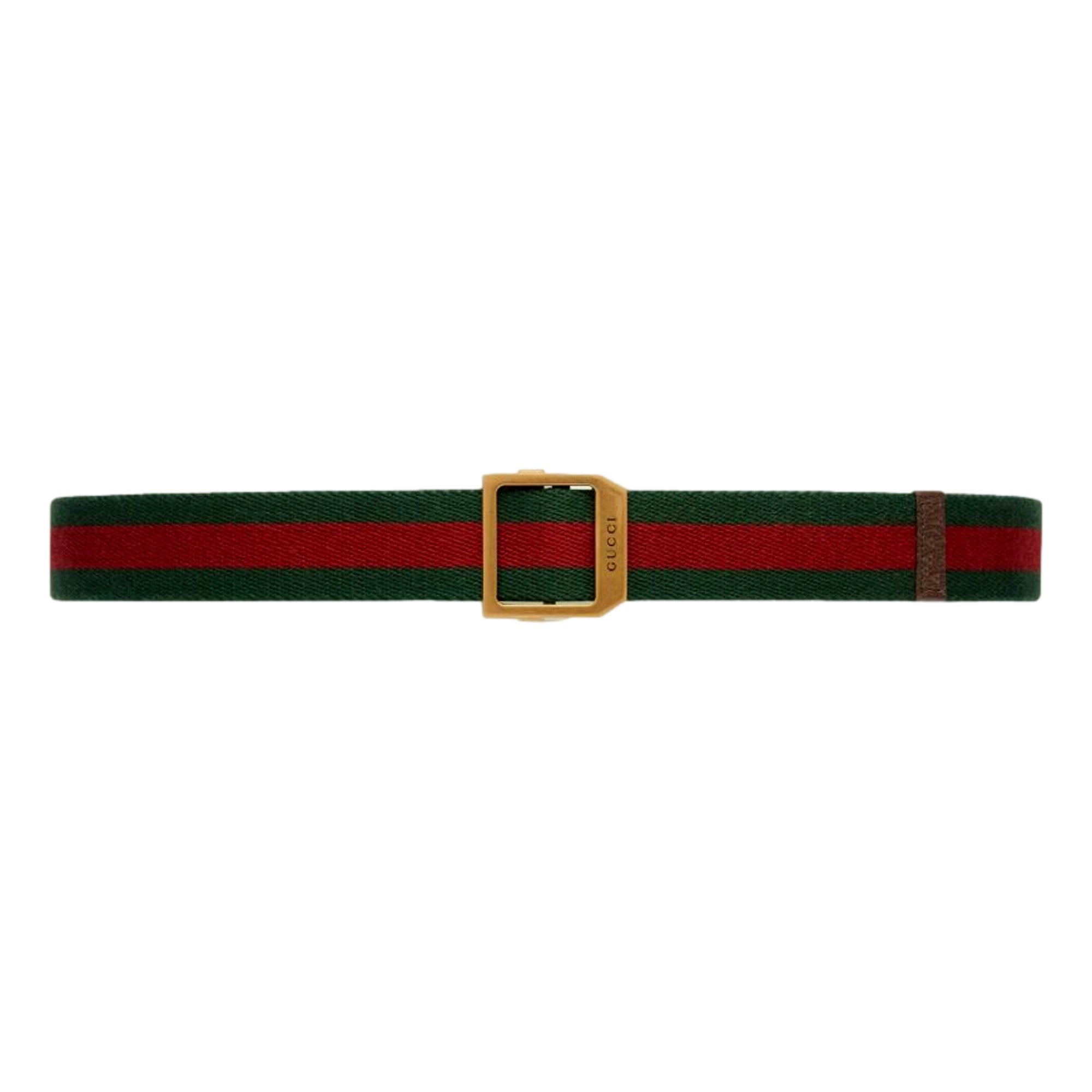Gucci Web Stripe Belt – Iconic Red & Green Canvas, Size 75/30