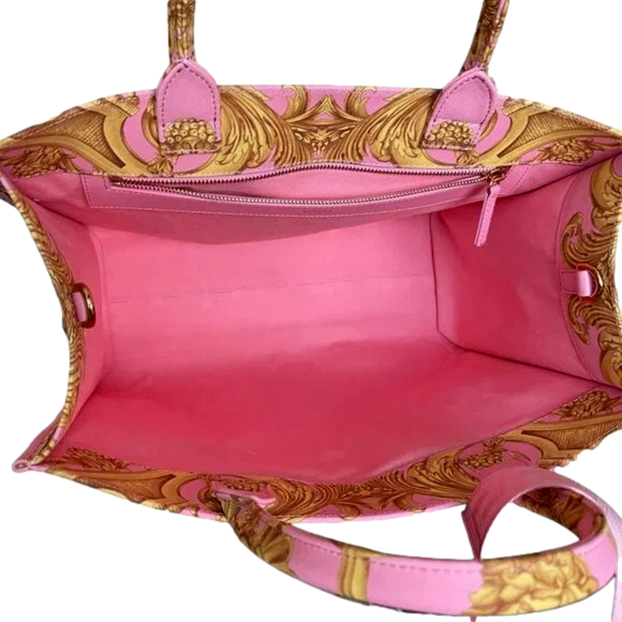 Large Tote Bag - Pink Tote with Signature Print | Versace Canvas
