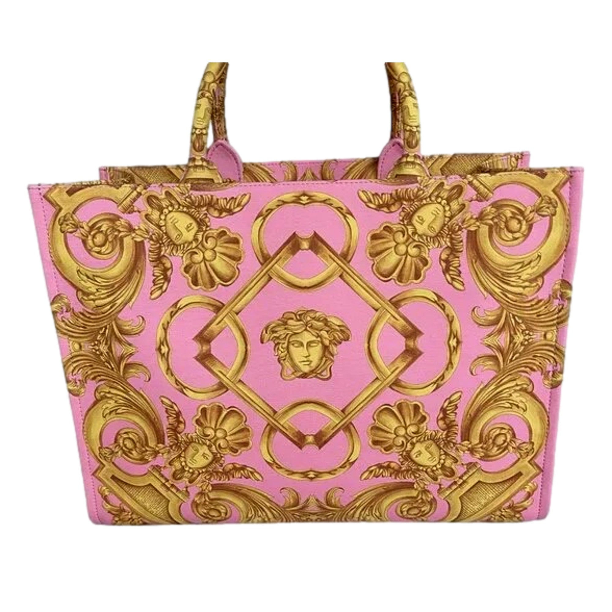 Large Tote Bag - Pink Tote with Signature Print | Versace Canvas