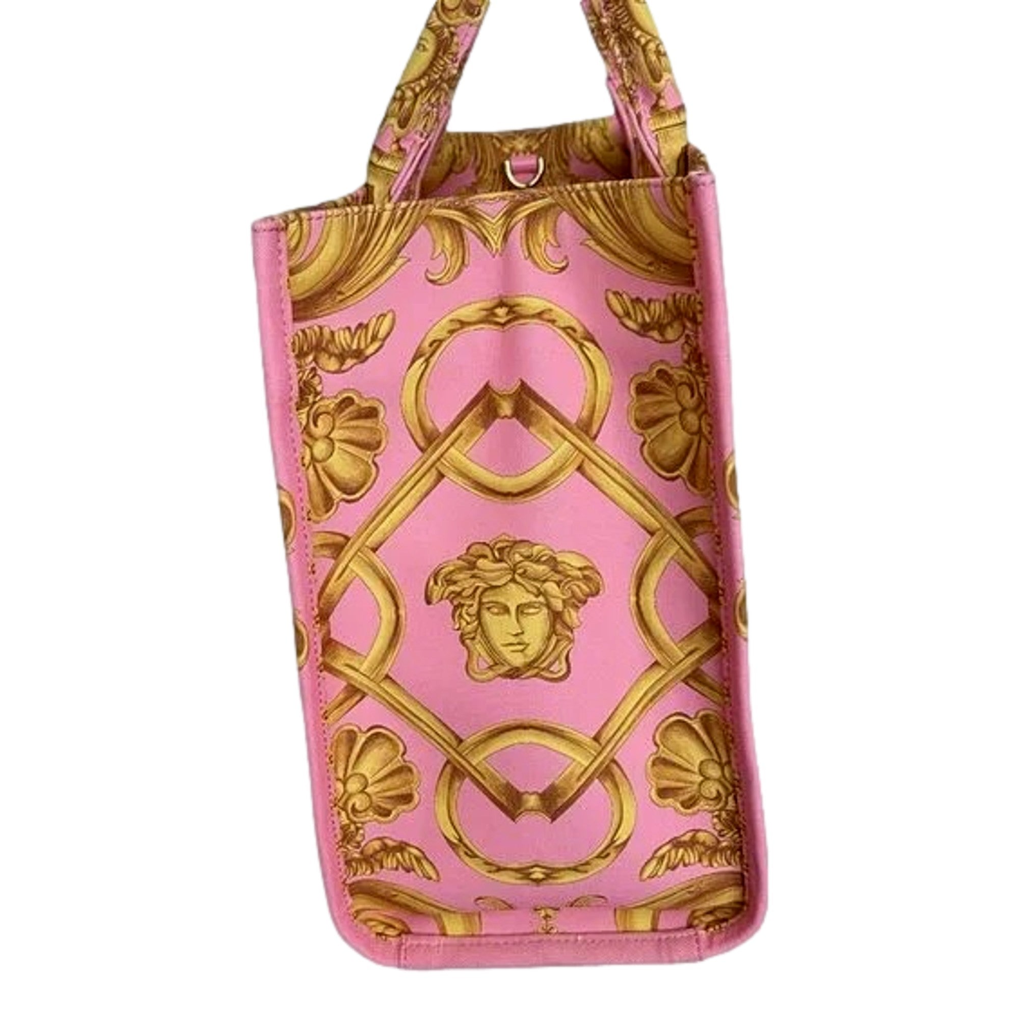 Large Tote Bag - Pink Tote with Signature Print | Versace Canvas