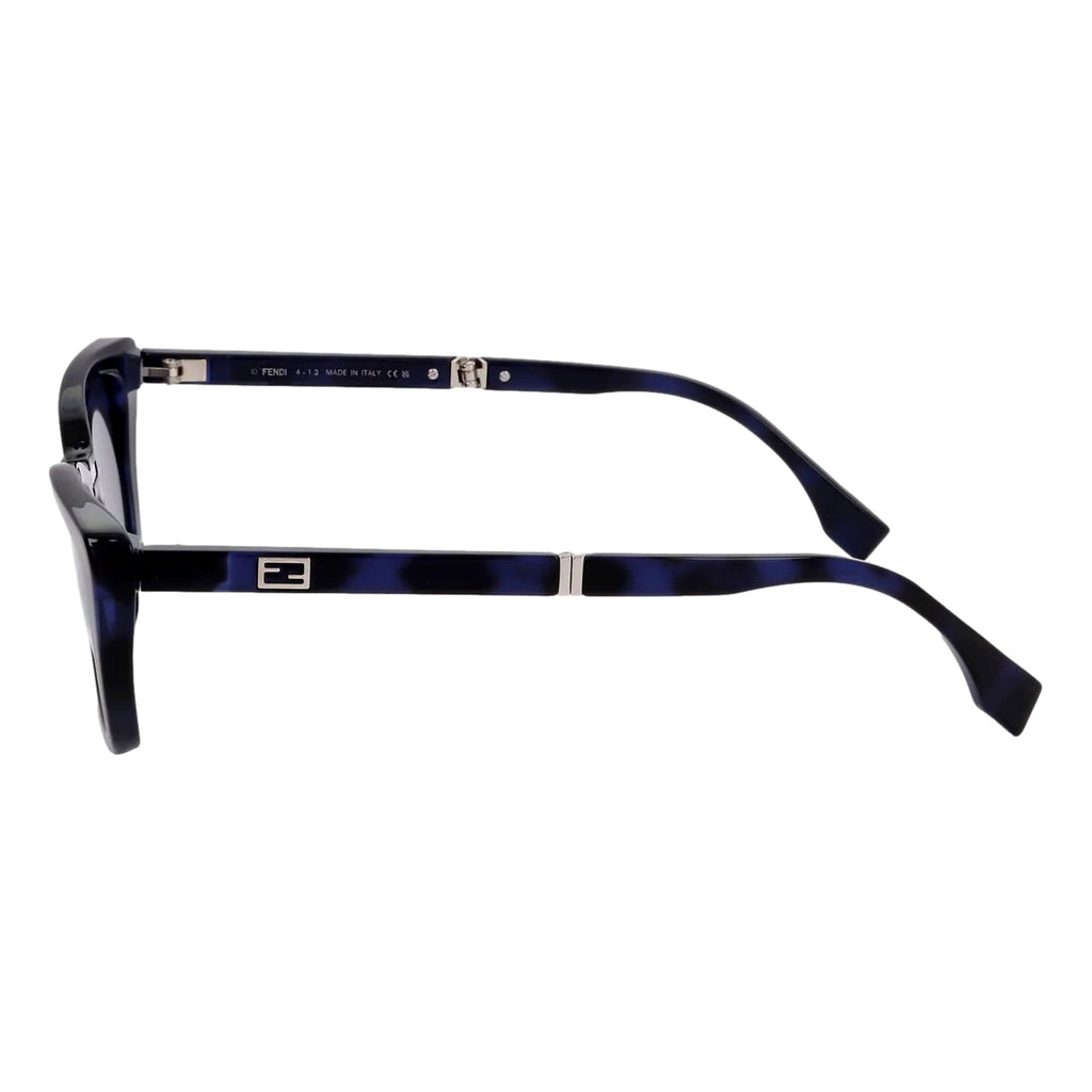 Elegant Fendi Sunglasses: Stylish FF Shades for Women -  Fendi Women's Injected Touch of FF Blue Havana Sunglasses combine sophisticated design with essential sun protection. Crafted in Italy, these sunglasses feature 100% UV protection and showcase the iconic FF logo on the temples, ensuring both style and authenticity. Their blue Havana frame adds a refined touch, making them an expert choice for those seeking elegance and reliable eye care on sunny days. Dimensions: Arm Length: 14cm, Bridge Width: 1.9cm