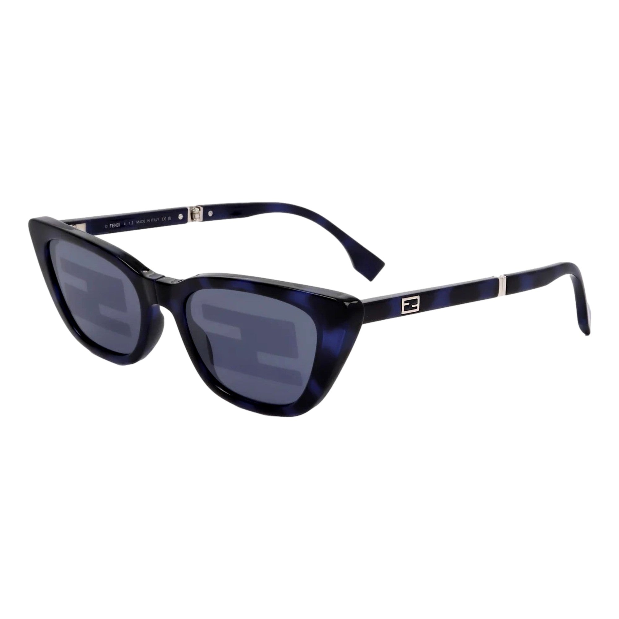 Elegant Fendi Sunglasses: Stylish FF Shades for Women -  Fendi Women's Injected Touch of FF Blue Havana Sunglasses combine sophisticated design with essential sun protection. Crafted in Italy, these sunglasses feature 100% UV protection and showcase the iconic FF logo on the temples, ensuring both style and authenticity. Their blue Havana frame adds a refined touch, making them an expert choice for those seeking elegance and reliable eye care on sunny days. Dimensions: Arm Length: 14cm, Bridge Width: 1.9cm