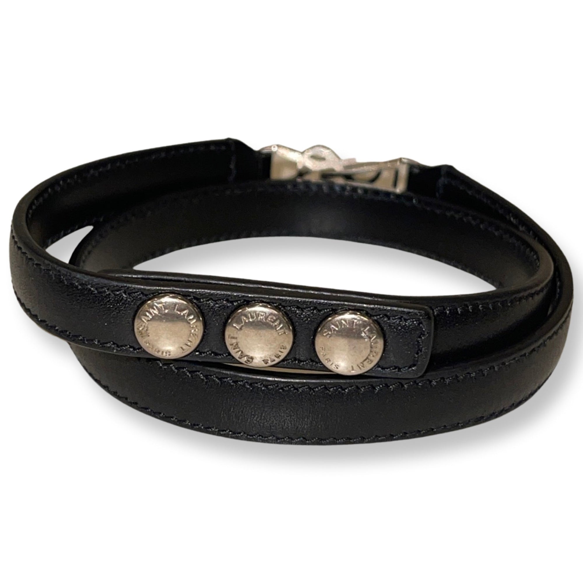 Saint Laurent Leather Wrap Bracelet - Iconic YSL Logo & Timeless Style -  