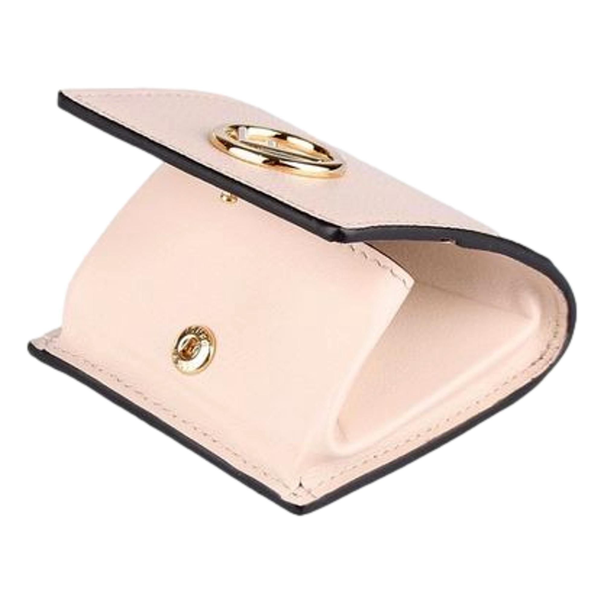 Fendi Poudre Pink Coin Case - Luxurious Calf Leather & Gold Logo