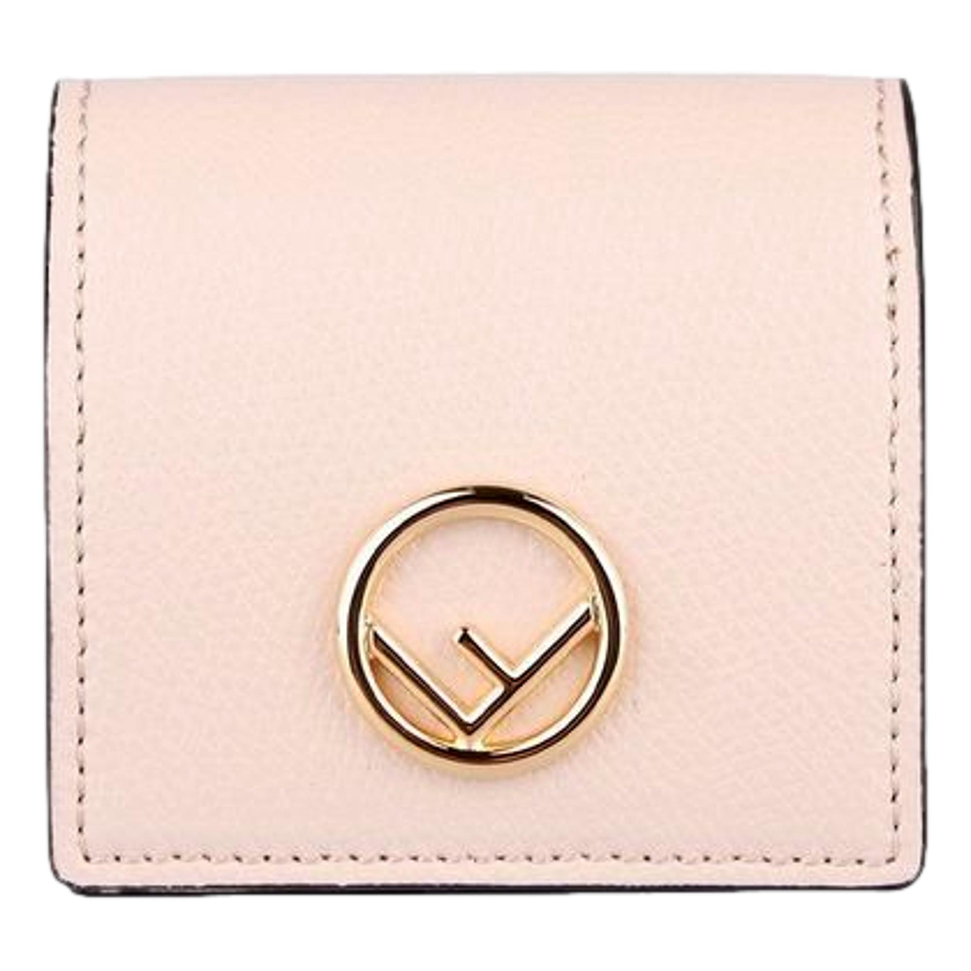 Fendi Poudre Pink Coin Case - Luxurious Calf Leather & Gold Logo
