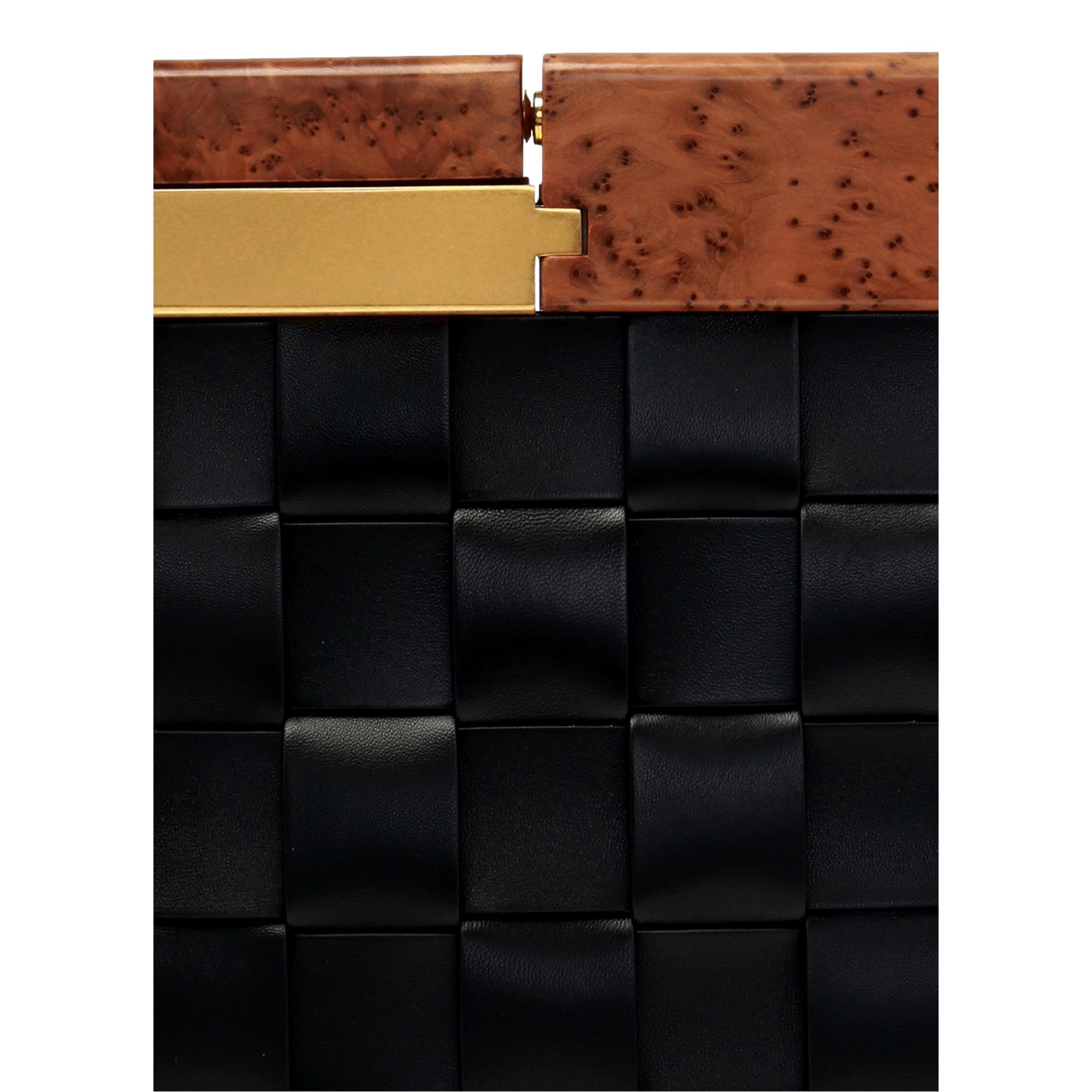 Bottega Veneta 'BV SNAP' Mogano Black Clutch - Luxurious Elegance