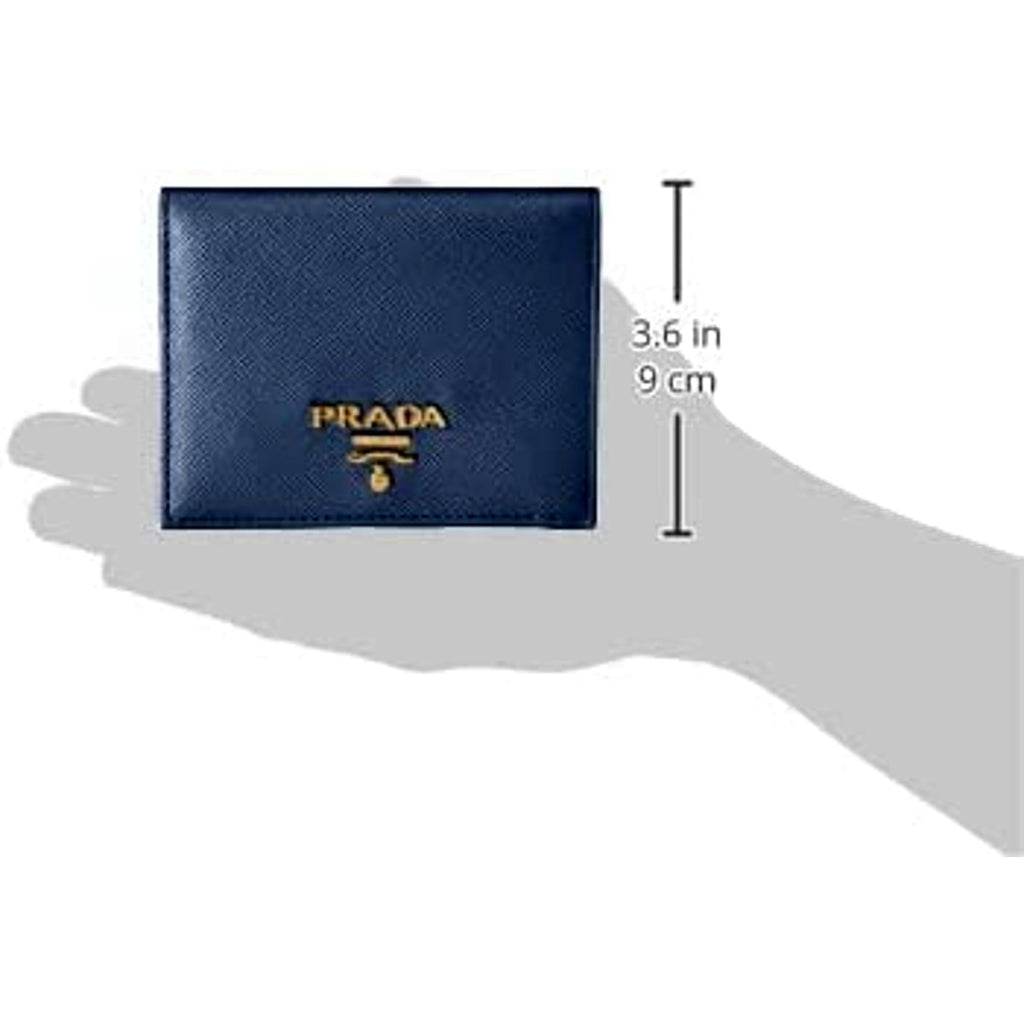 Prada Blue Ladies Wallet - Elegant Bifold Snap with Gold Logo