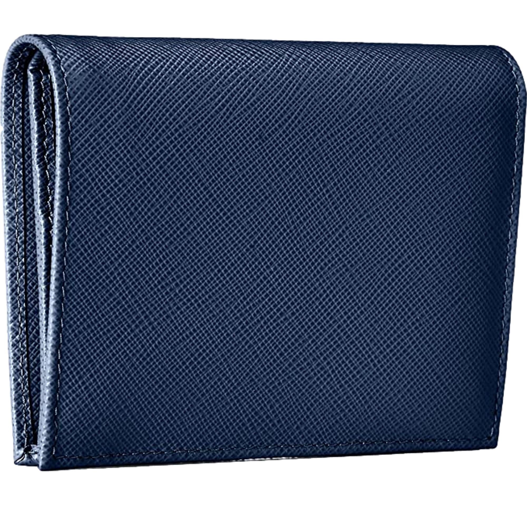 Prada Blue Ladies Wallet - Elegant Bifold Snap with Gold Logo