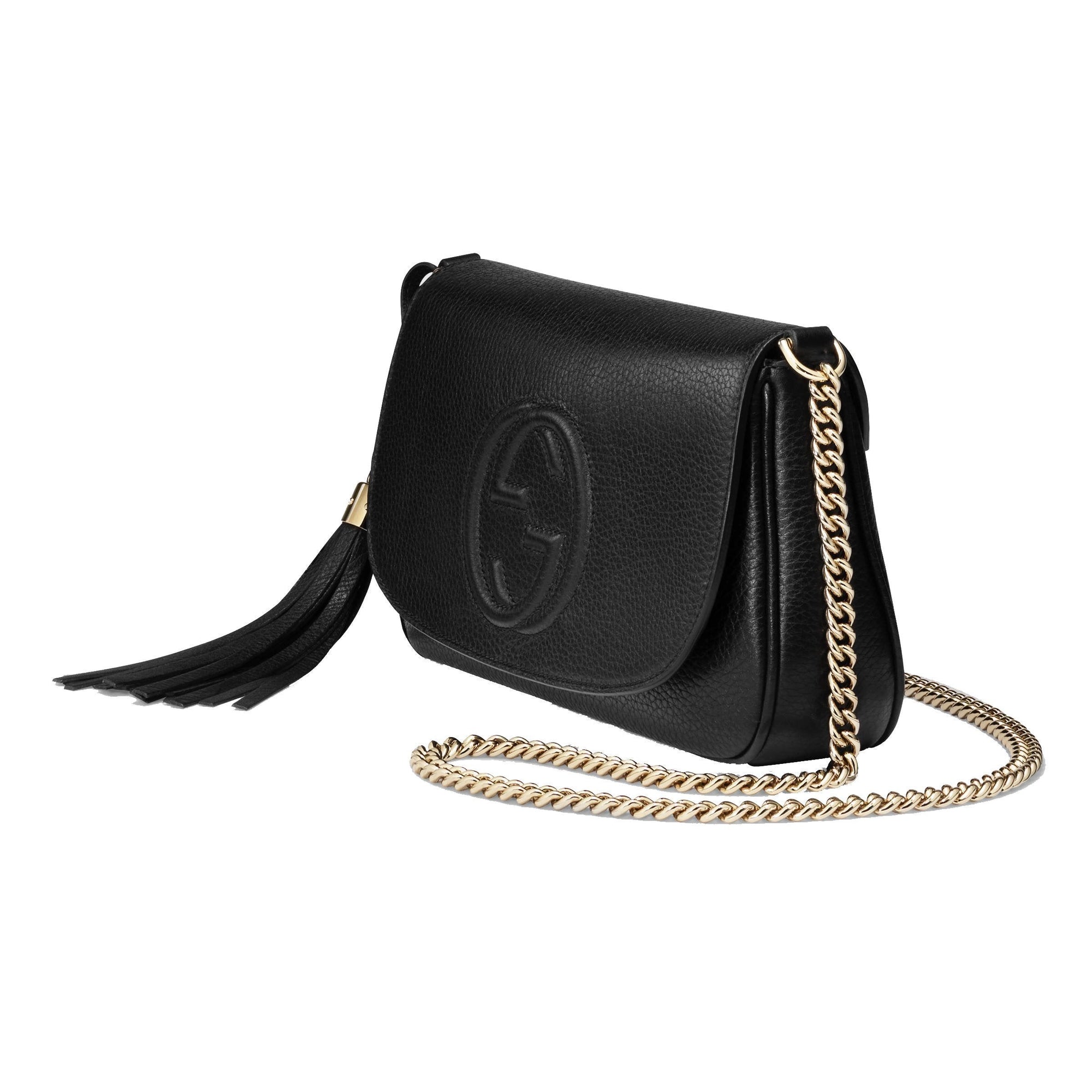 Gucci Soho Disco GG Bag - Elegant Black Leather Crossbody Bag
