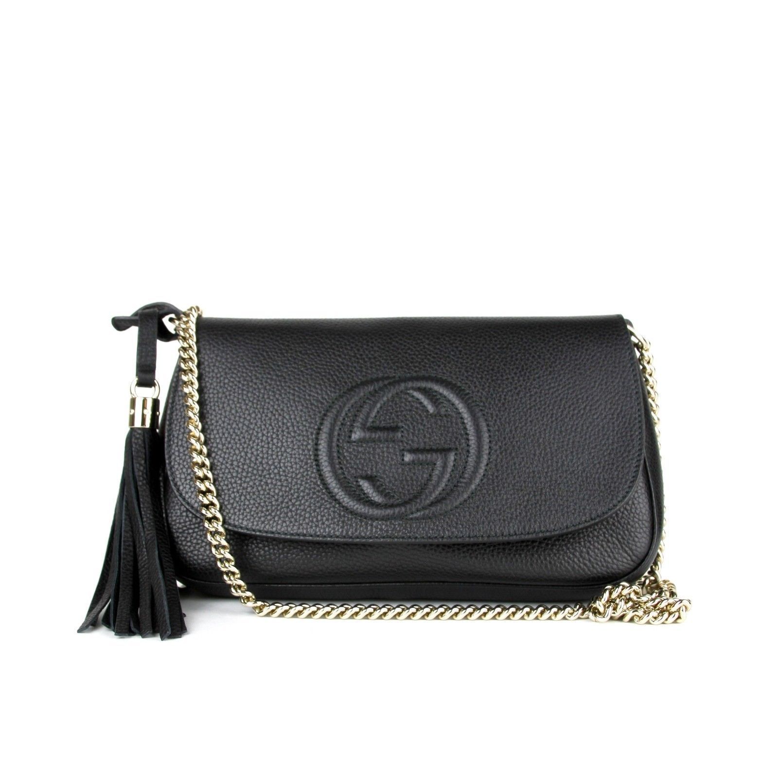 Gucci Soho Disco GG Bag - Elegant Black Leather Crossbody Bag