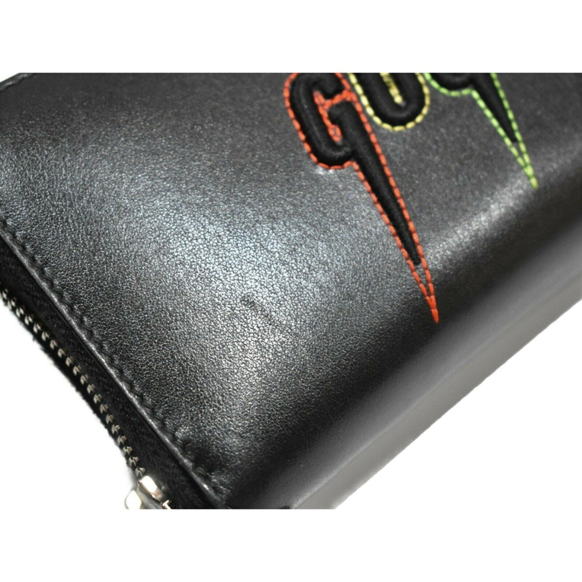Gucci Black Leather Wallet | Rainbow Lightning Logo & Luxury Design