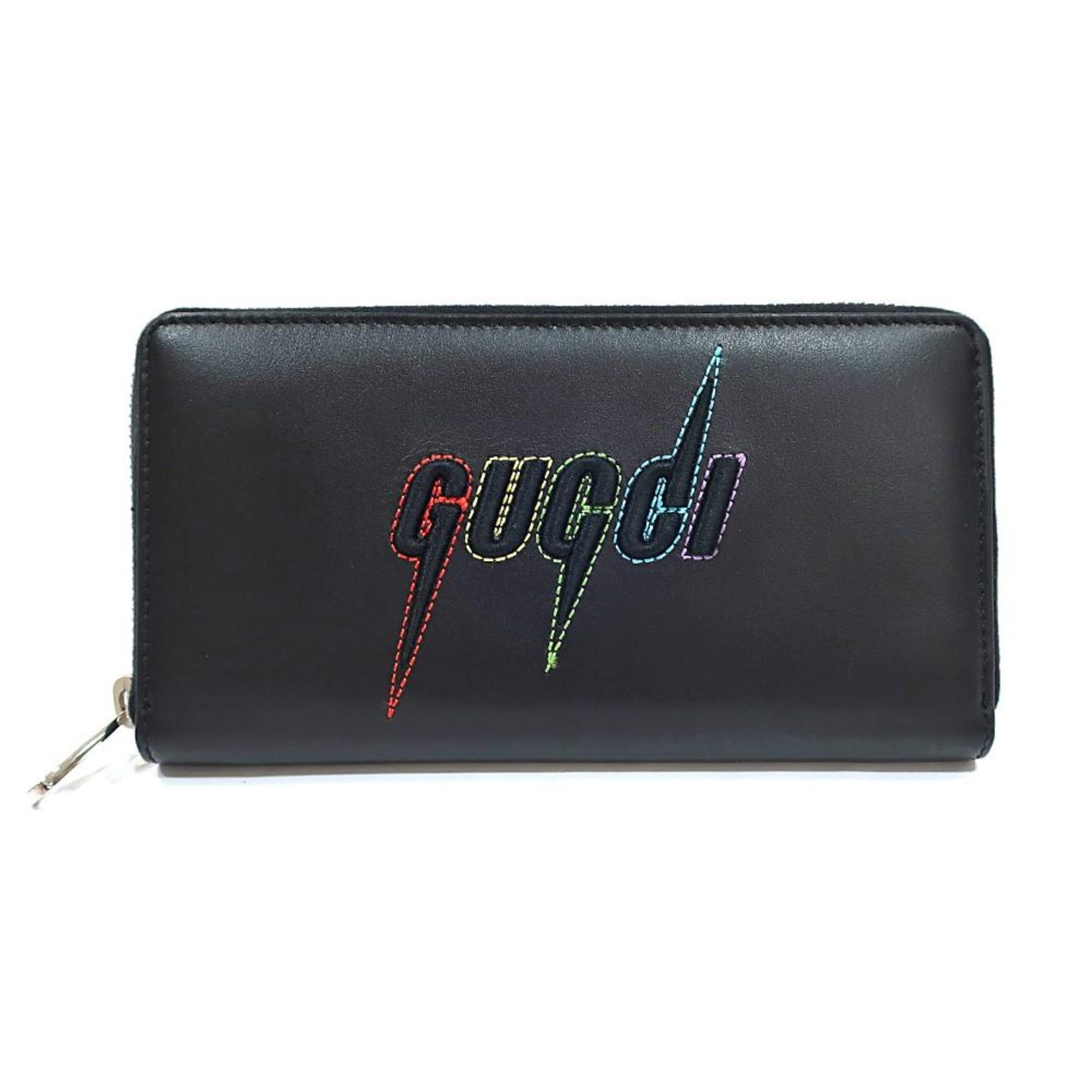 Gucci Black Leather Wallet | Rainbow Lightning Logo & Luxury Design