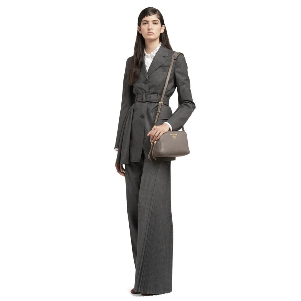 Prada Argilla Grey Leather Crossbody - Elegance Meets Functionality