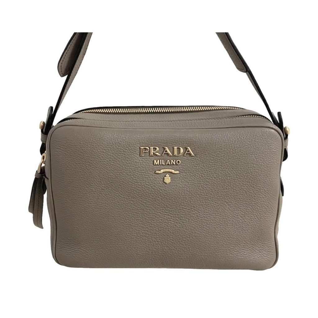 Prada Argilla Grey Leather Crossbody - Elegance Meets Functionality