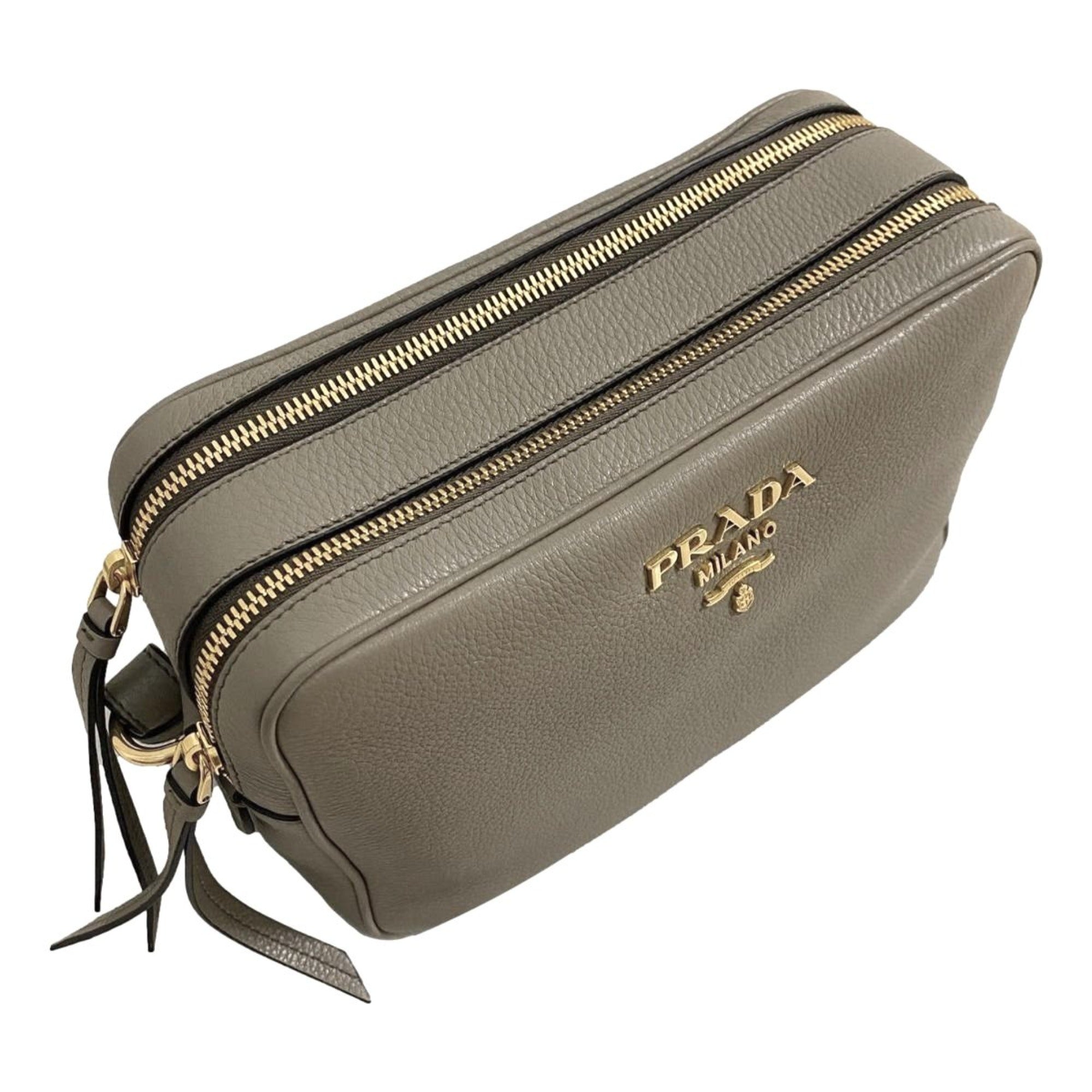 Prada Argilla Grey Leather Crossbody - Elegance Meets Functionality