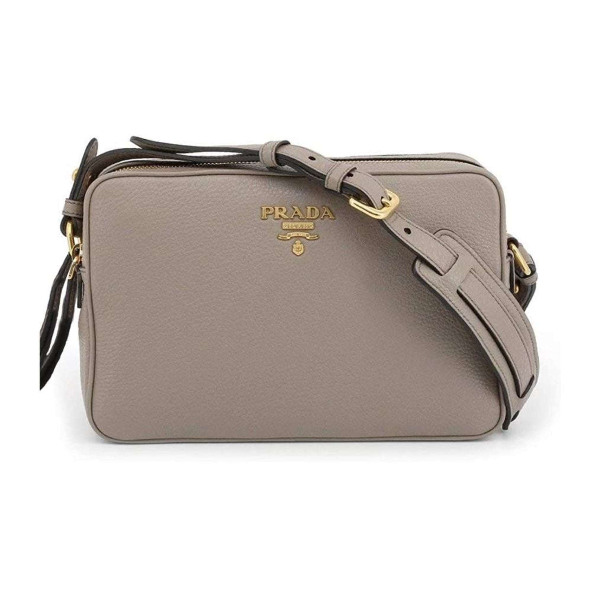 Prada Argilla Grey Leather Crossbody - Elegance Meets Functionality