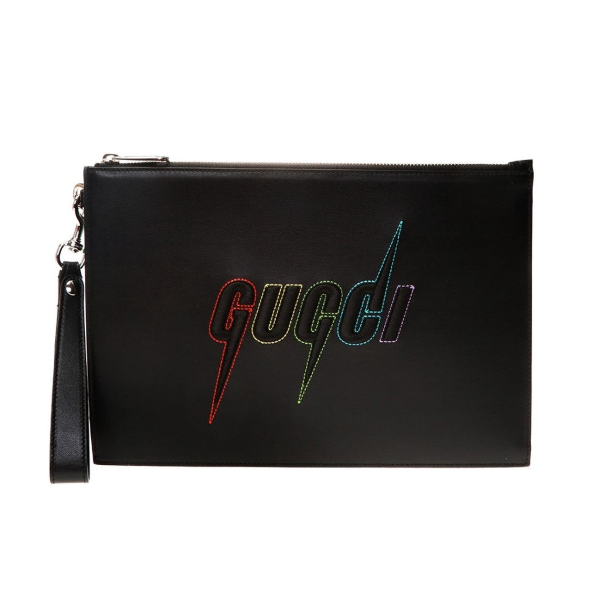 Gucci Blade Black Leather Wristlet - Elegant & Functional Clutch Bag