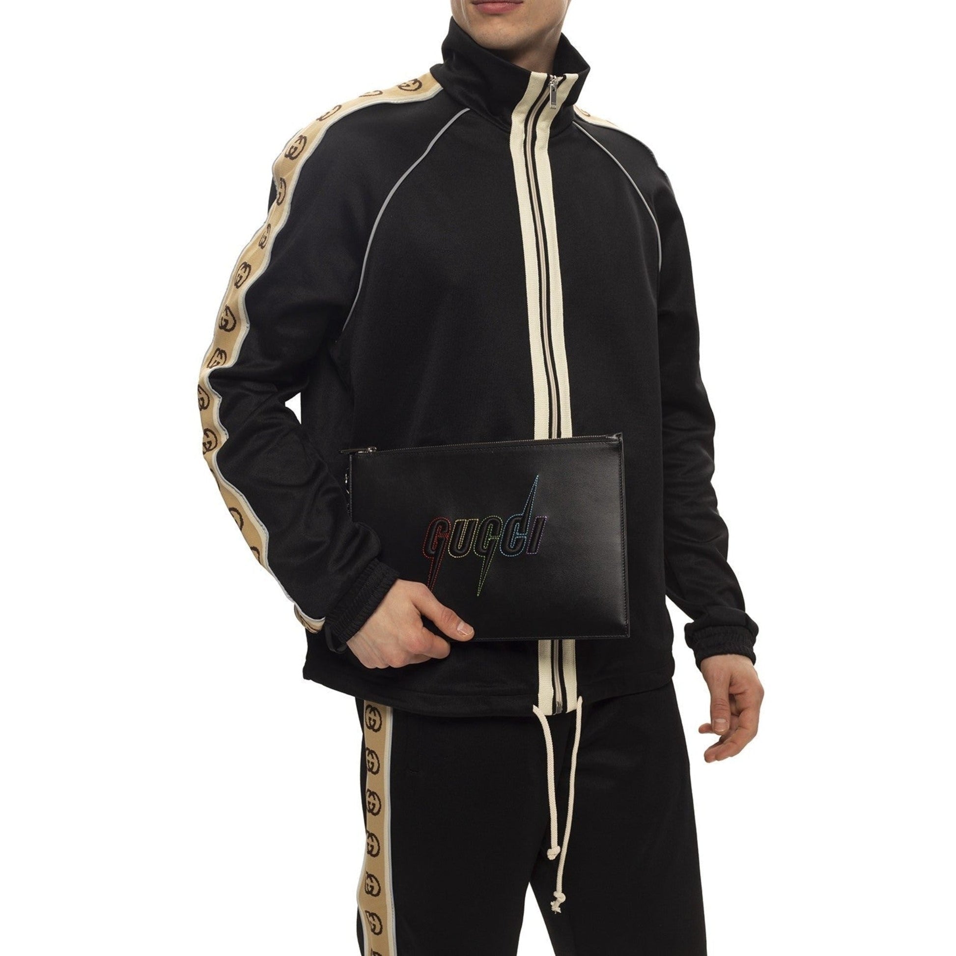 Gucci Blade Black Leather Wristlet - Elegant & Functional Clutch Bag
