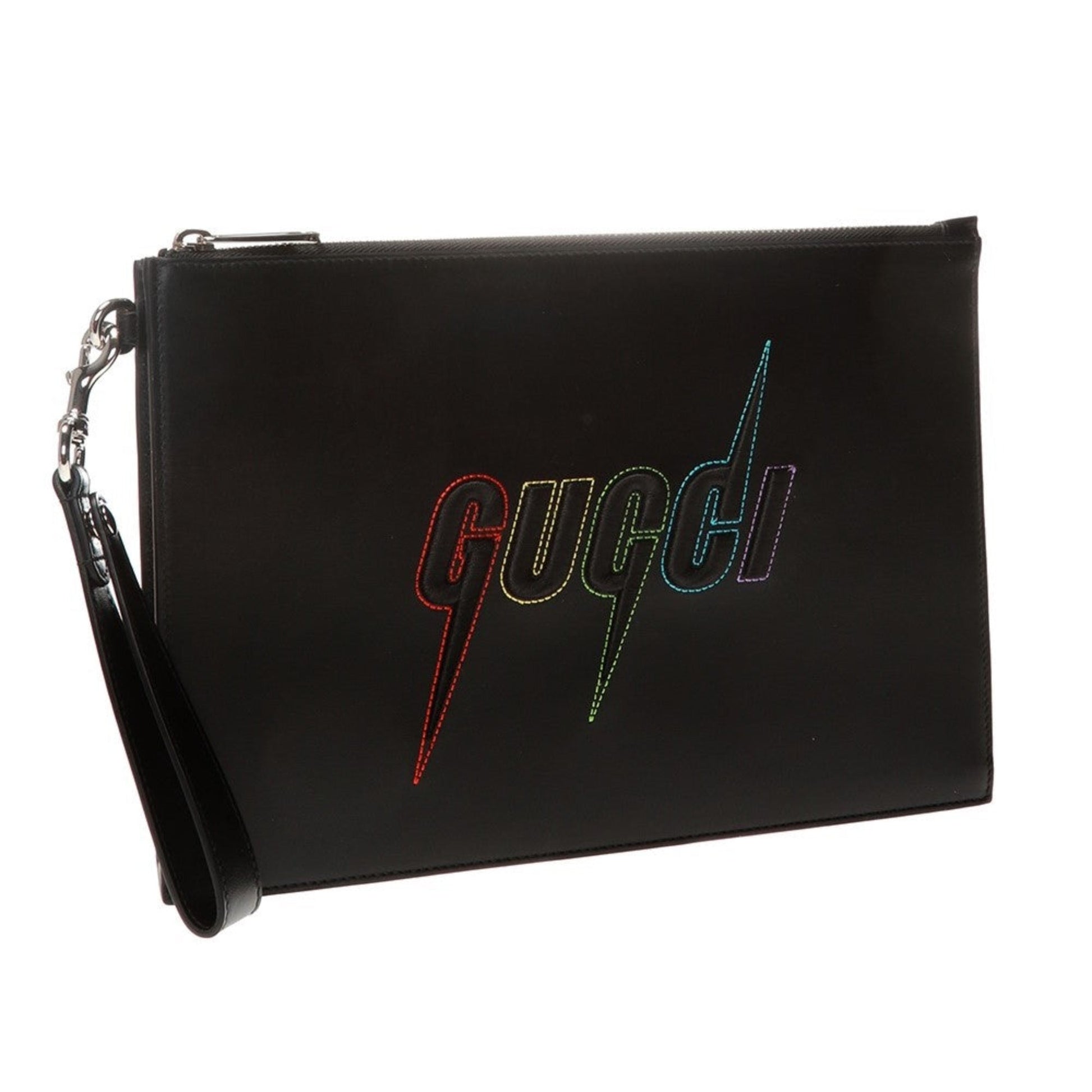 Gucci Blade Black Leather Wristlet - Elegant & Functional Clutch Bag