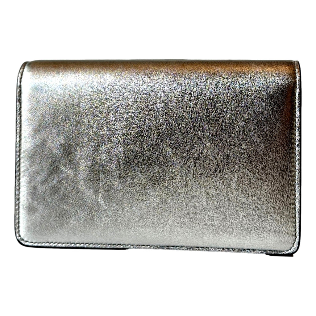 Silver Clutch & Crossbody Bag | Jimmy Choo | Crystal Logo Elegance
