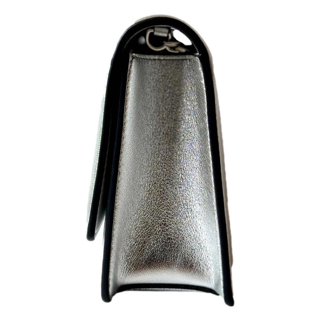 Silver Clutch & Crossbody Bag | Jimmy Choo | Crystal Logo Elegance