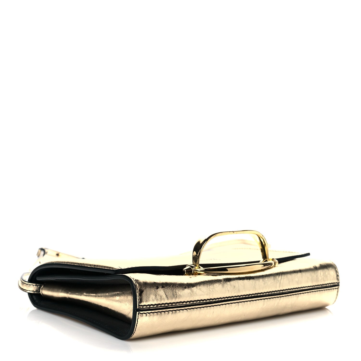Small Story Gold Leather Bag - Elegant Alex McQueen Shoulder Accessory