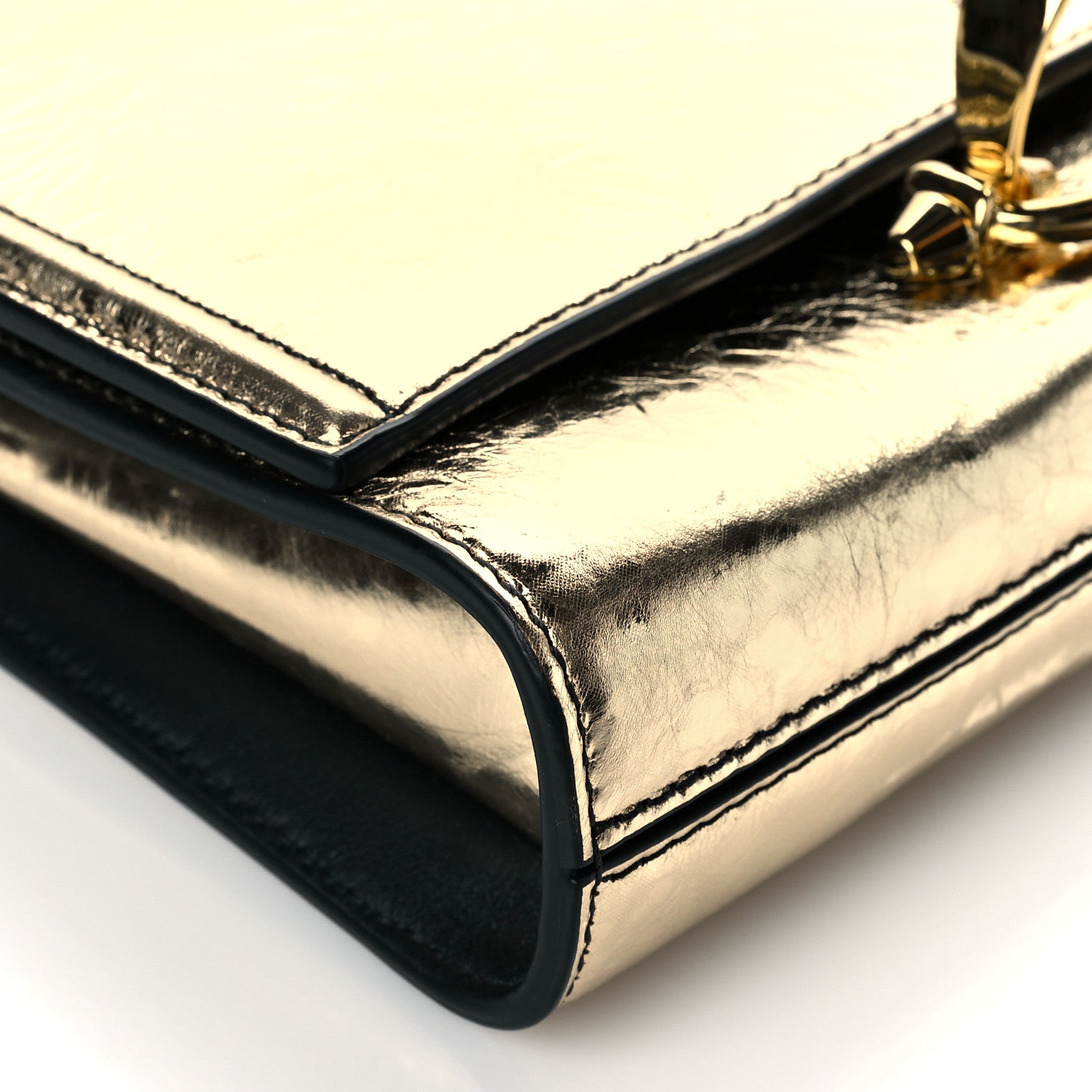 Small Story Gold Leather Bag - Elegant Alex McQueen Shoulder Accessory