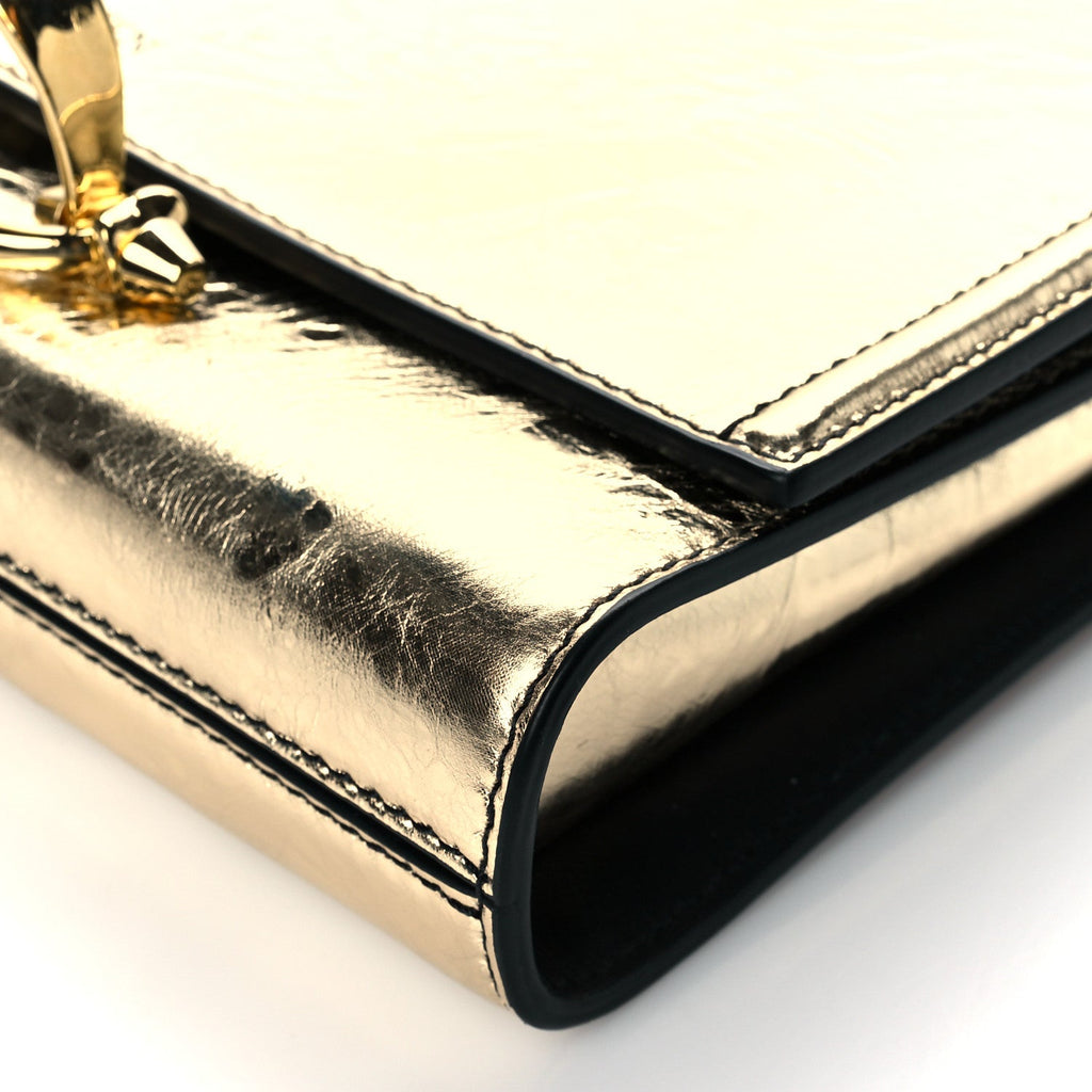 Small Story Gold Leather Bag - Elegant Alex McQueen Shoulder Accessory