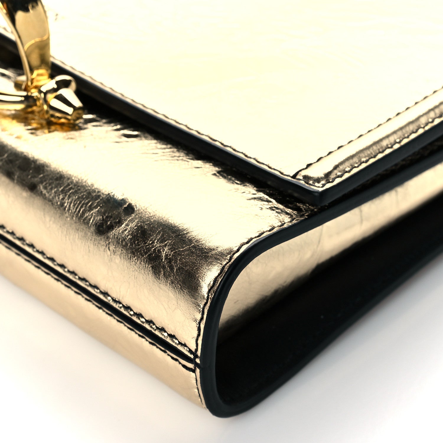 Small Story Gold Leather Bag - Elegant Alex McQueen Shoulder Accessory
