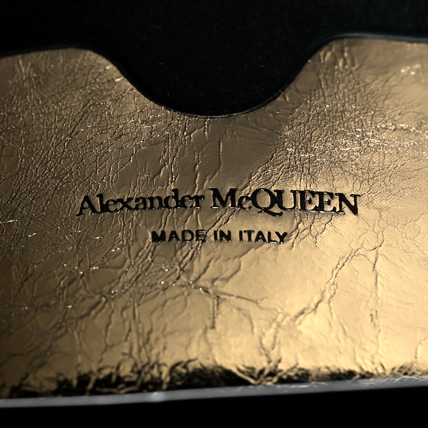 Small Story Gold Leather Bag - Elegant Alex McQueen Shoulder Accessory