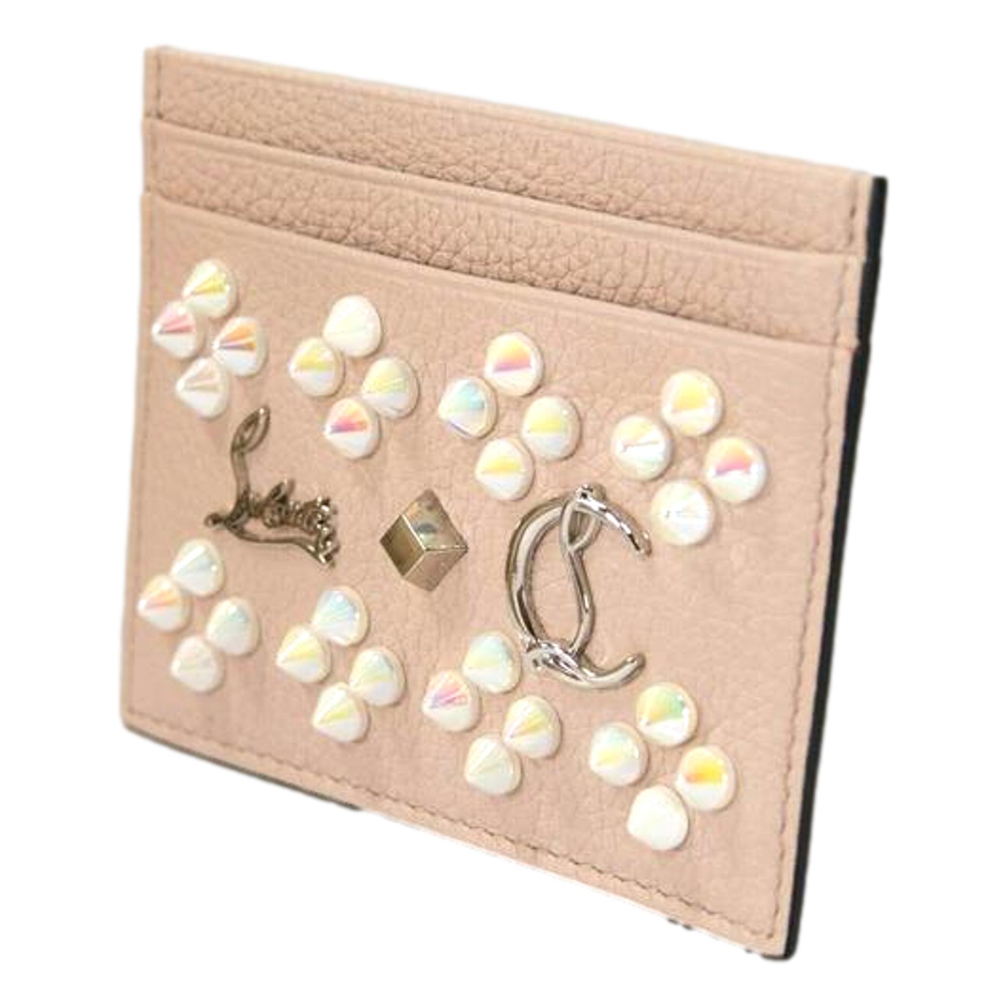Louboutin Pink Leather Card Holder - Stylish & Elegant Accessory
