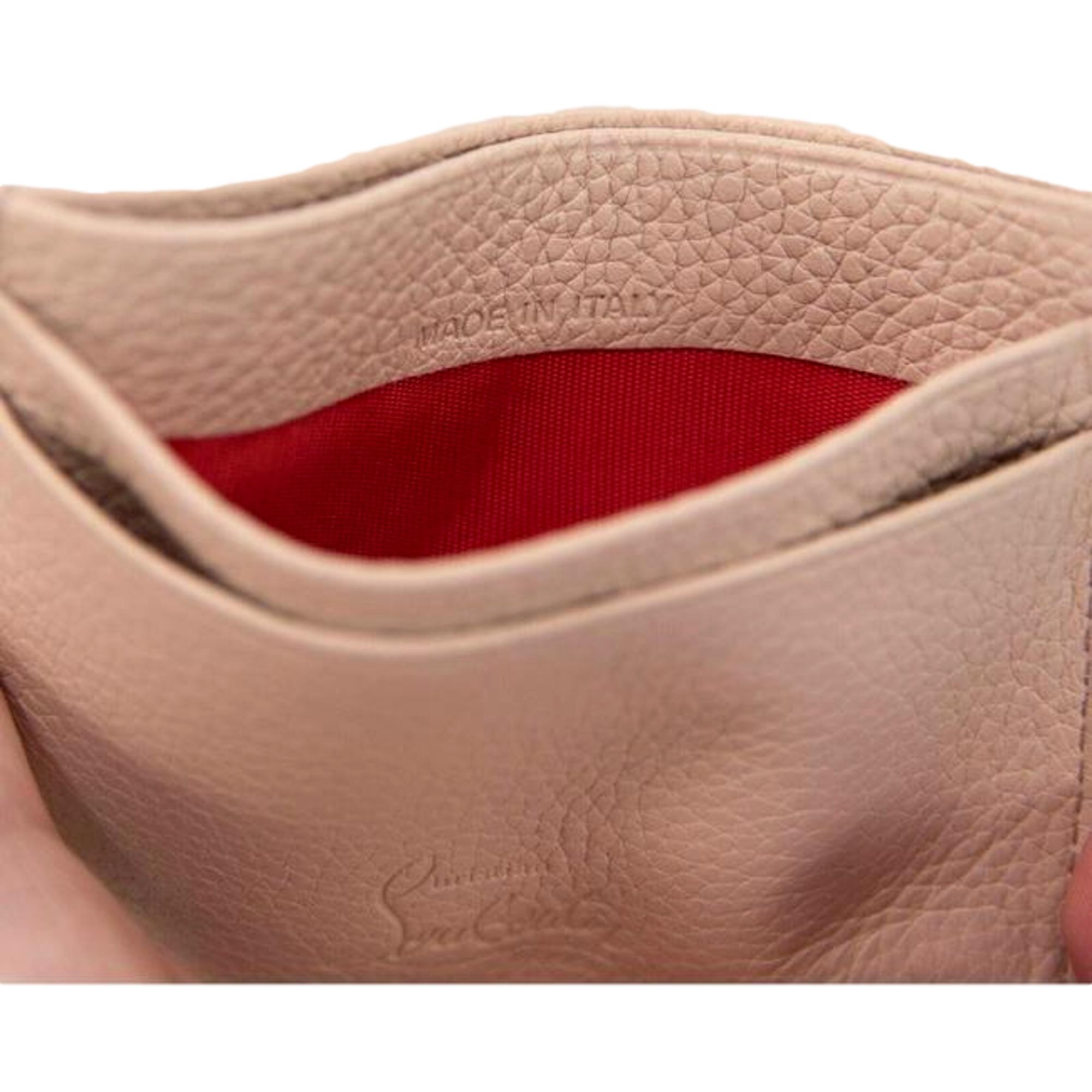 Louboutin Pink Leather Card Holder - Stylish & Elegant Accessory