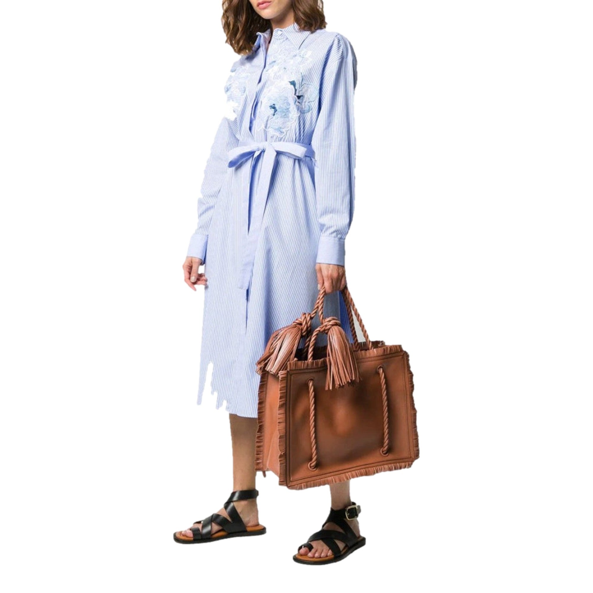 Valentino Garavani Fringe Brown Leather Tote - Elegant & Spacious