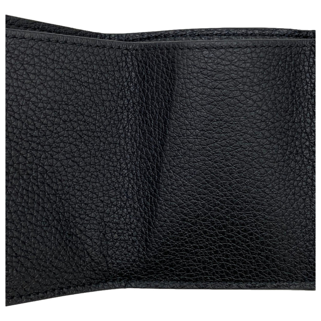 Gucci Black Leather Mini Wallet - Elegant Tri-Fold with Gold Accents