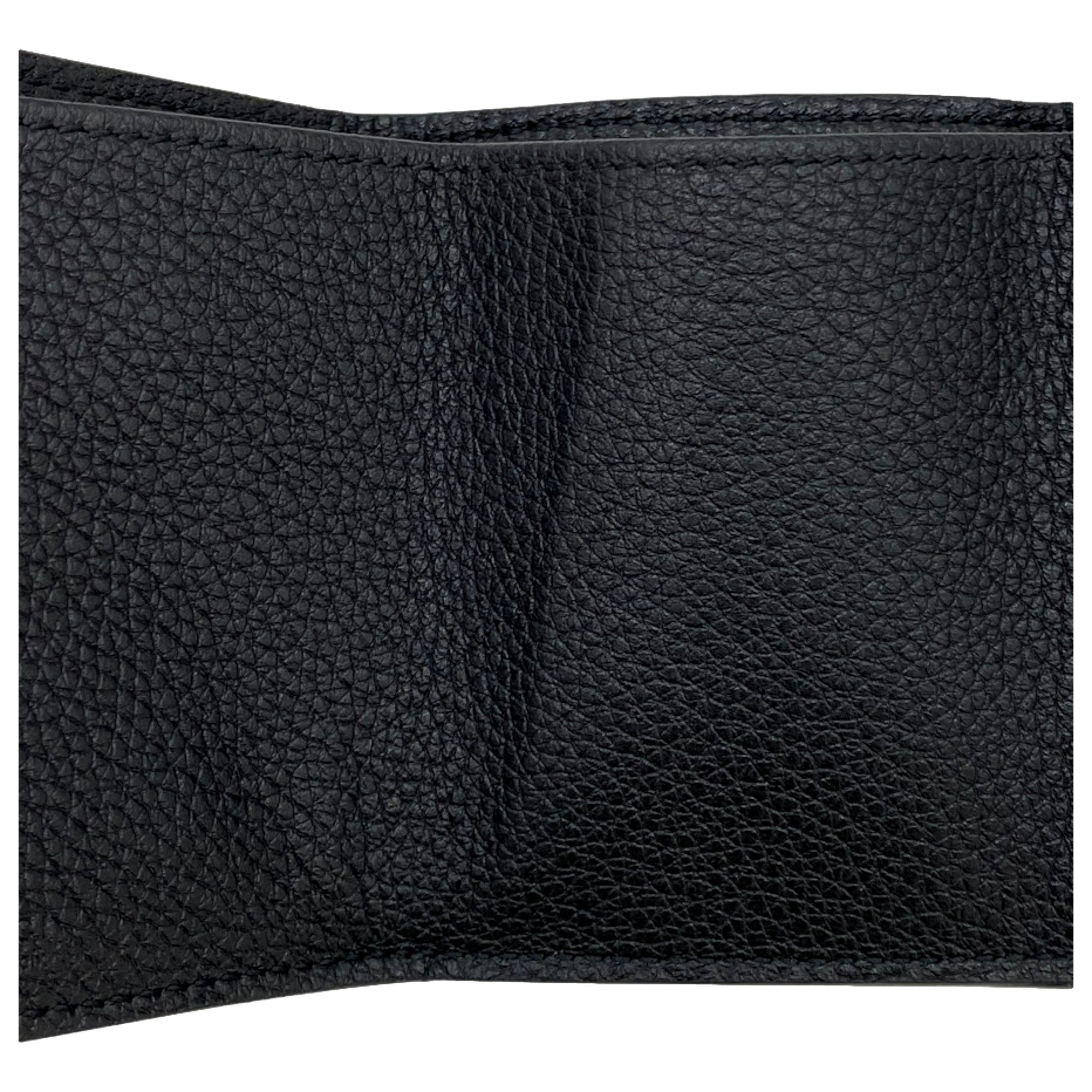 Gucci Black Leather Mini Wallet - Elegant Tri-Fold with Gold Accents