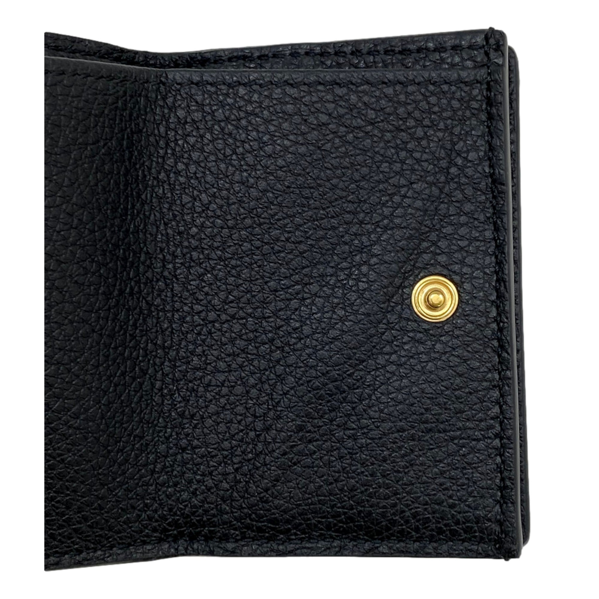 Gucci Black Leather Mini Wallet - Elegant Tri-Fold with Gold Accents