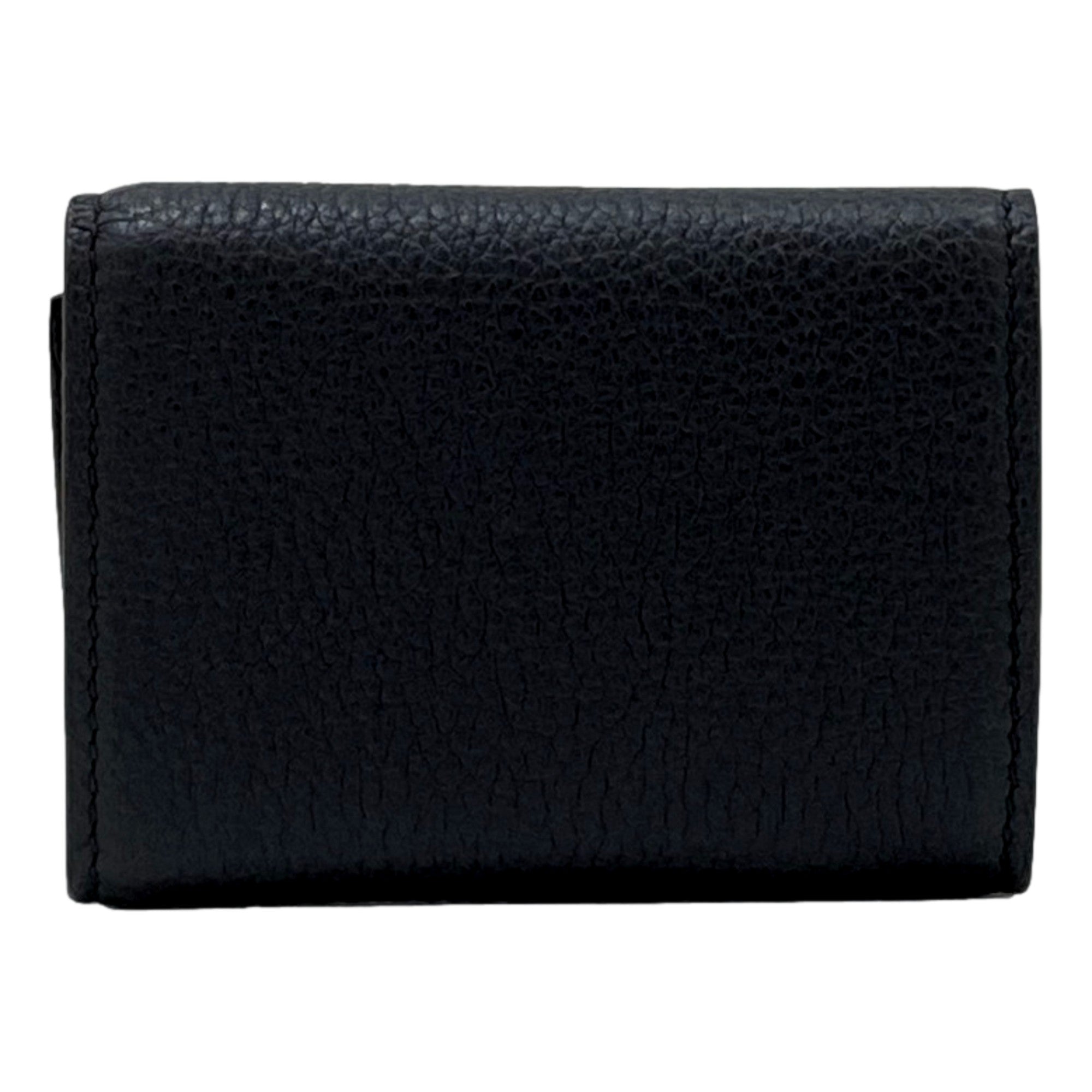 Gucci Black Leather Mini Wallet - Elegant Tri-Fold with Gold Accents