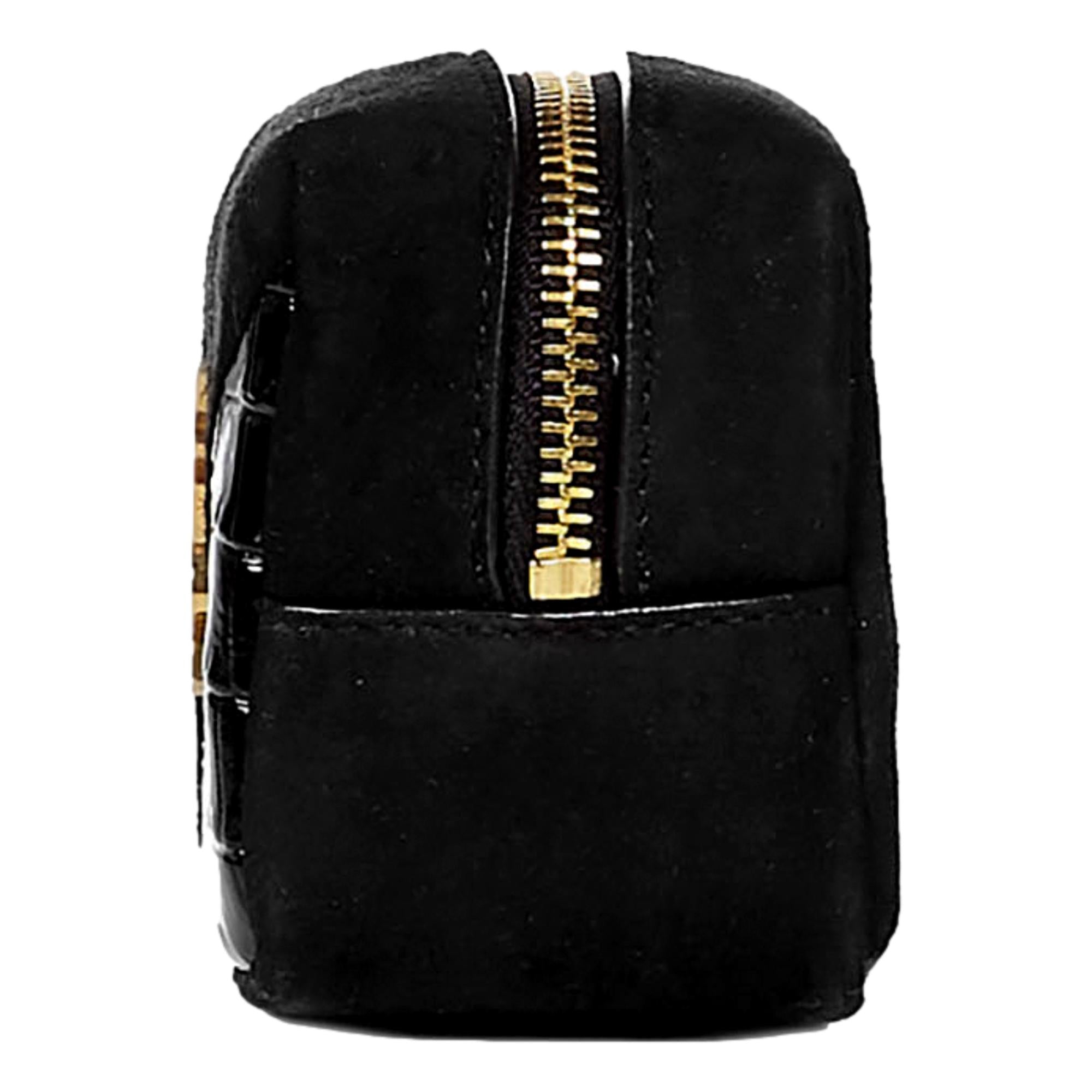 Saint Laurent Keyring - Jamie YSL Cube in Black Crocodile Leather