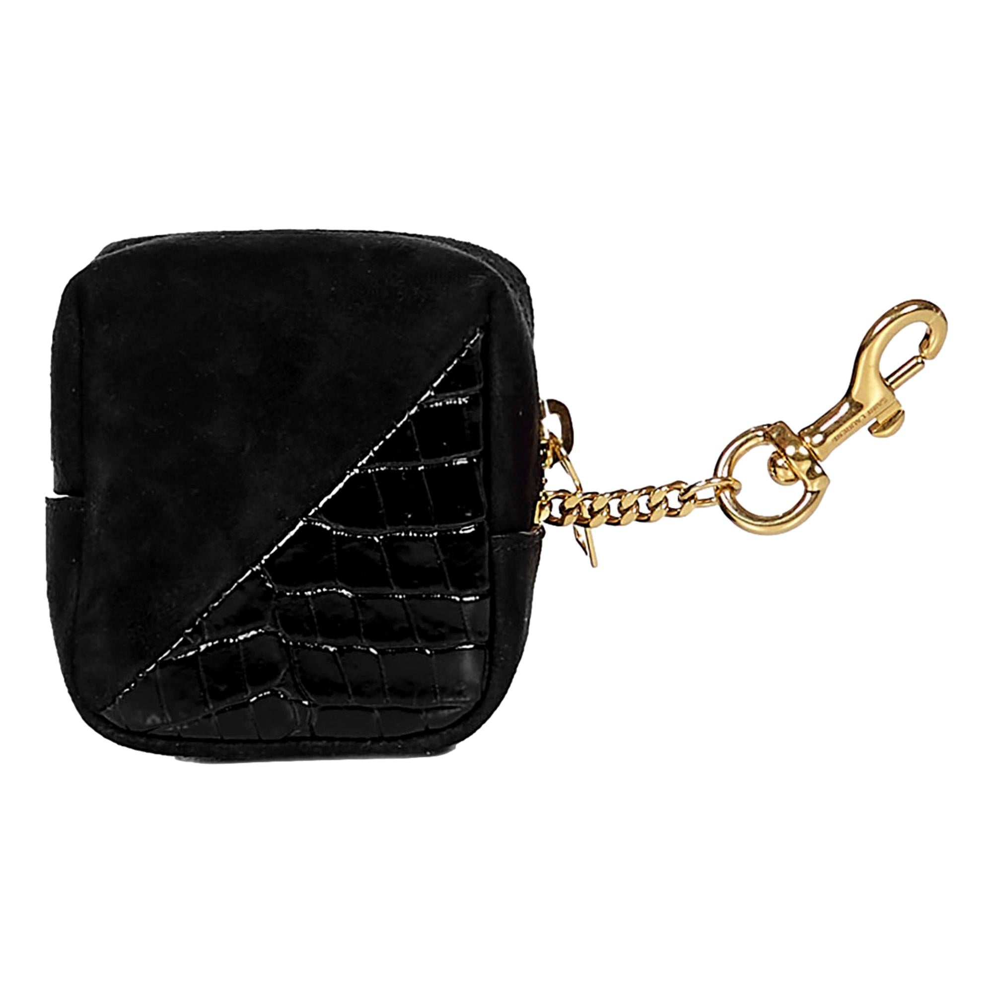 Saint Laurent Keyring - Jamie YSL Cube in Black Crocodile Leather