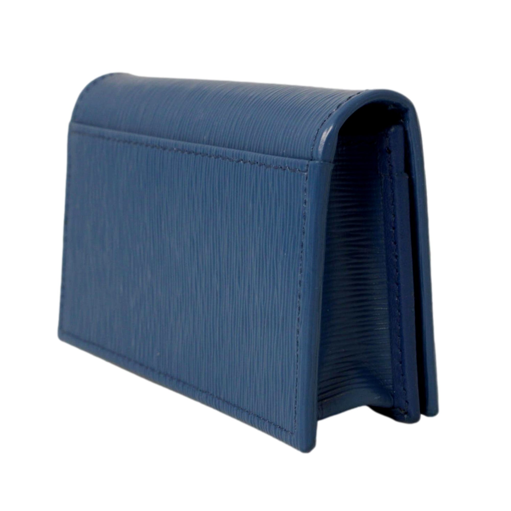 Prada Leather Card Case Wallet - Stylish Blue Card Case with Logo