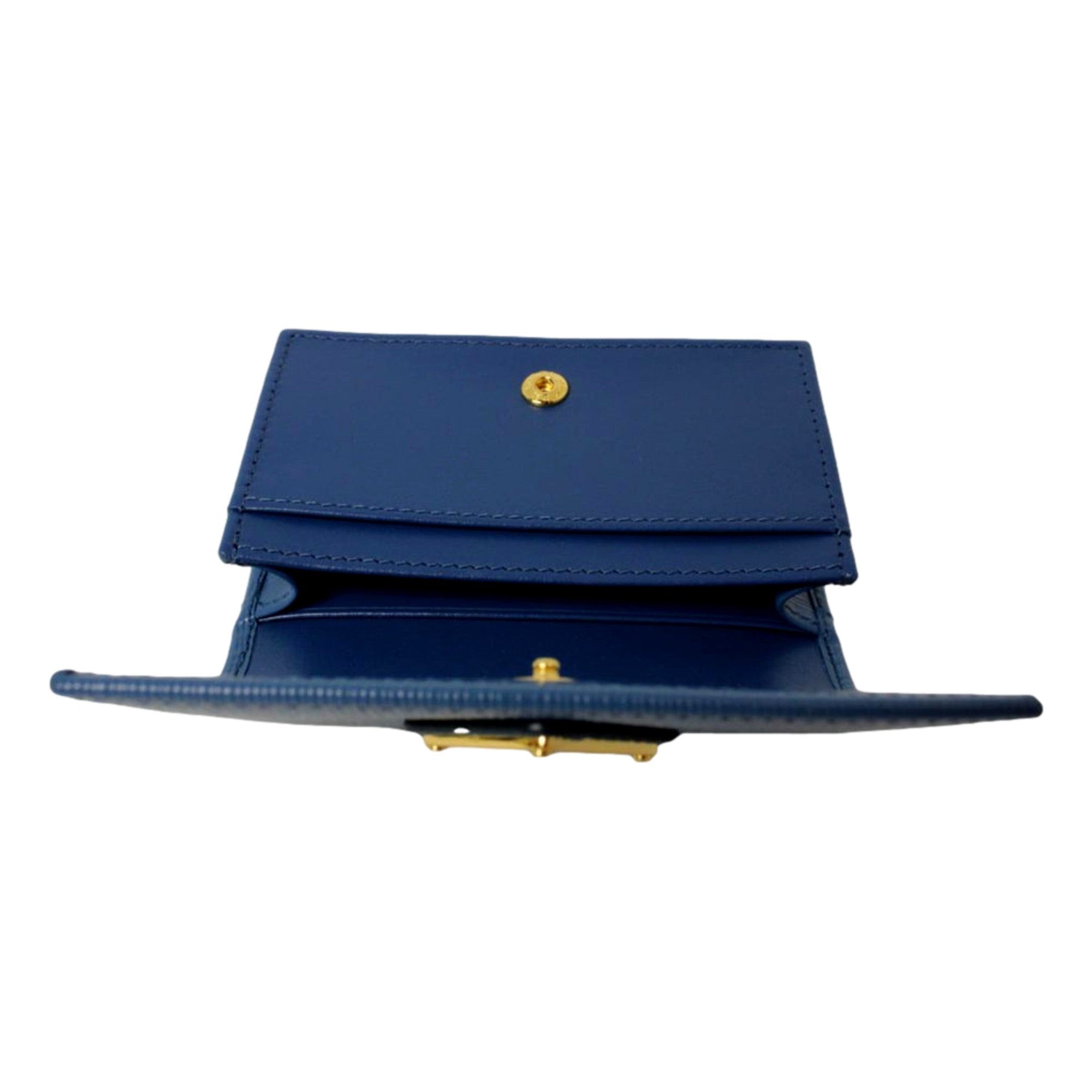 Prada Leather Card Case Wallet - Stylish Blue Card Case with Logo