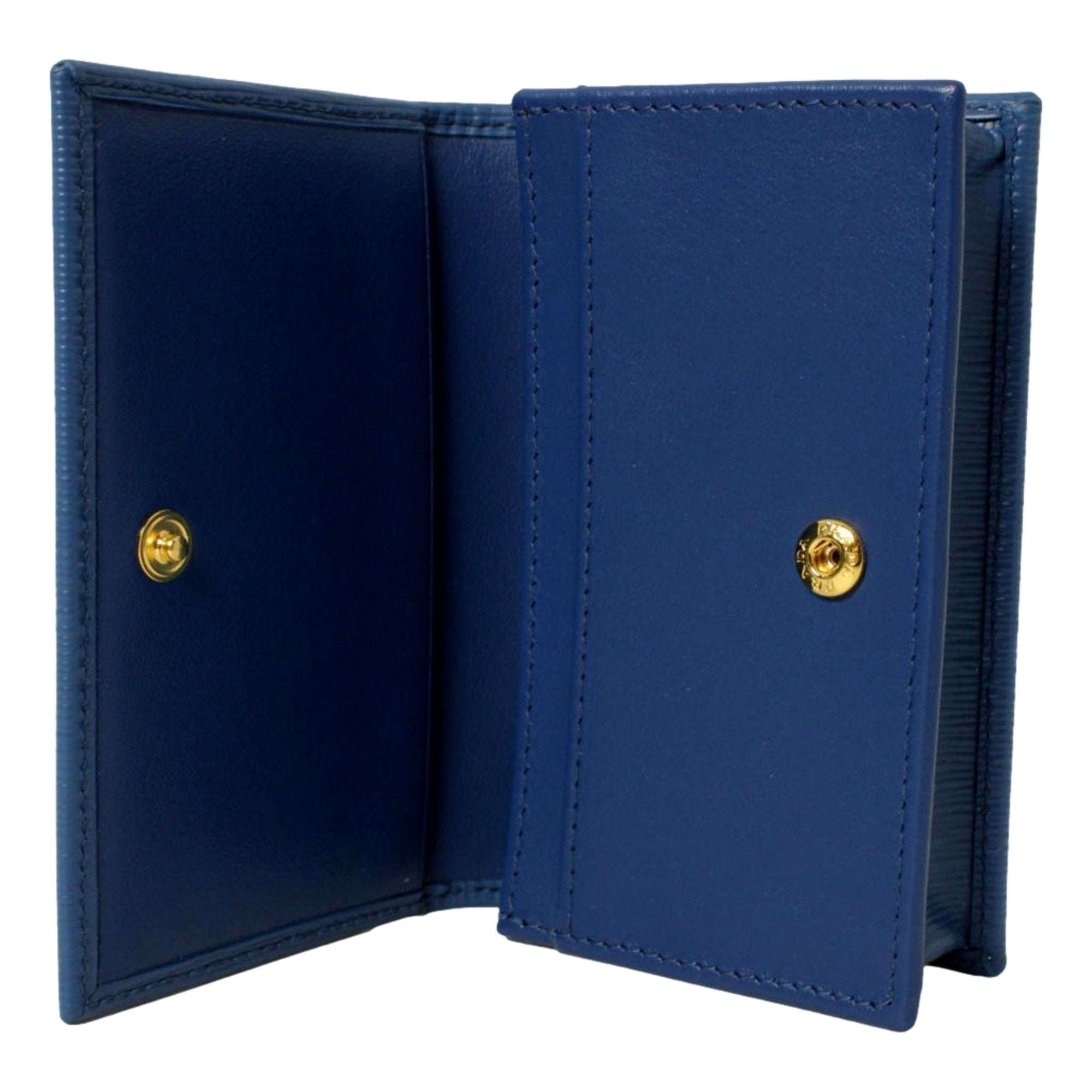 Prada Leather Card Case Wallet - Stylish Blue Card Case with Logo