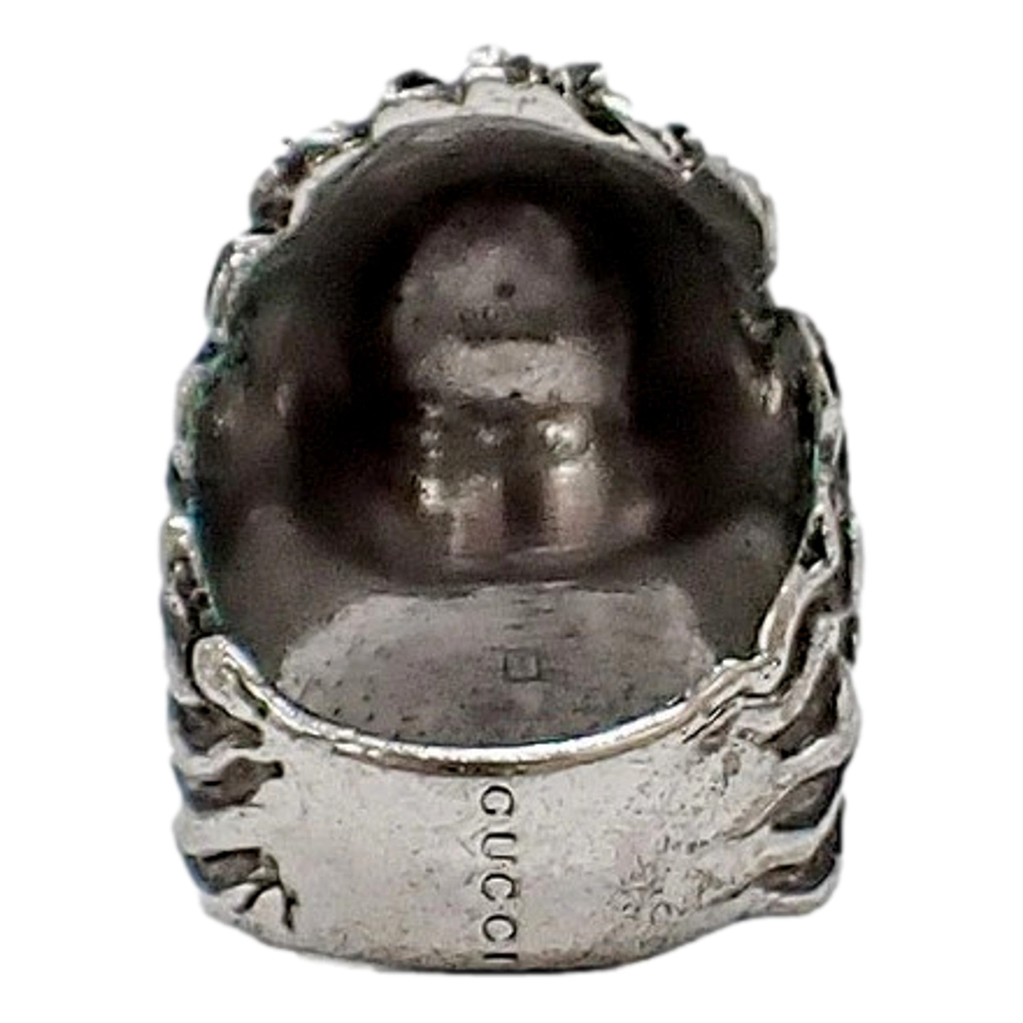 Gucci Lion Head Silver Ring with Crystal - Bold Style, Luxe