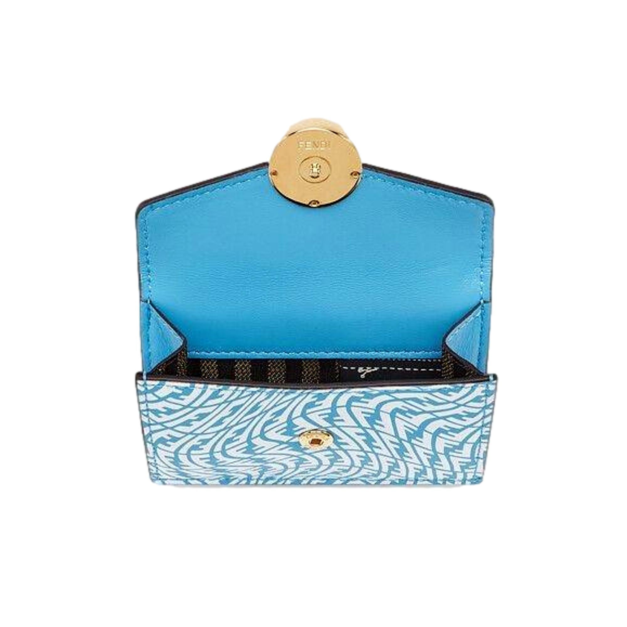 Fendi Cyber Blue Trifold Wallet - Stylish & Compact Leather Accessory -  