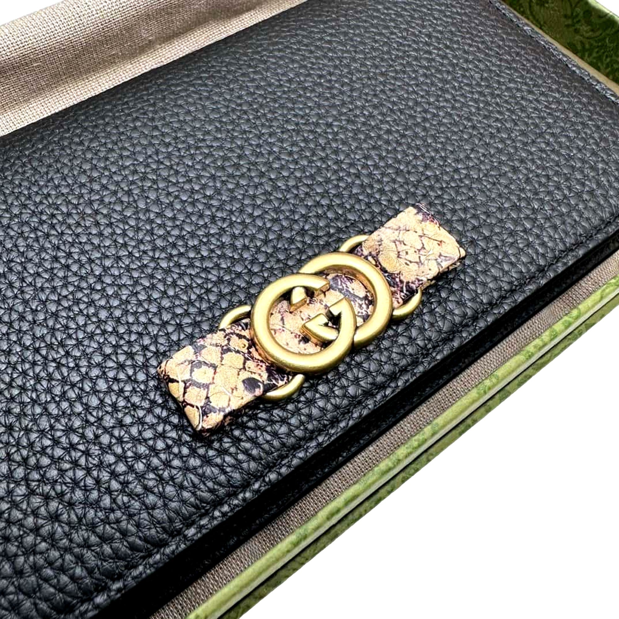 Gucci Double G Python Wallet: Luxury Leather with Gold Chain