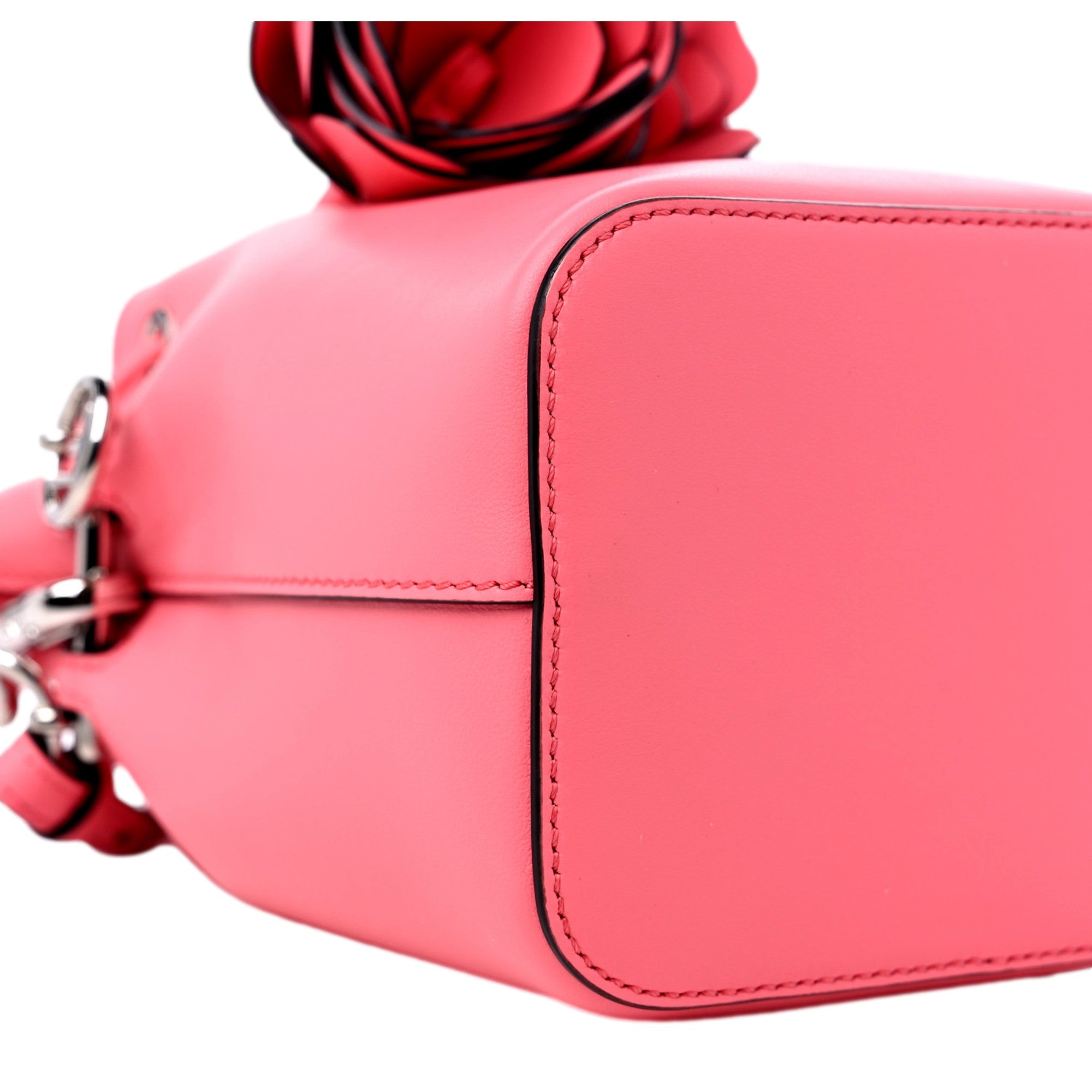 Luxury Pink Bucket Bag: Fendi Mini Bag with 3D Flower Design