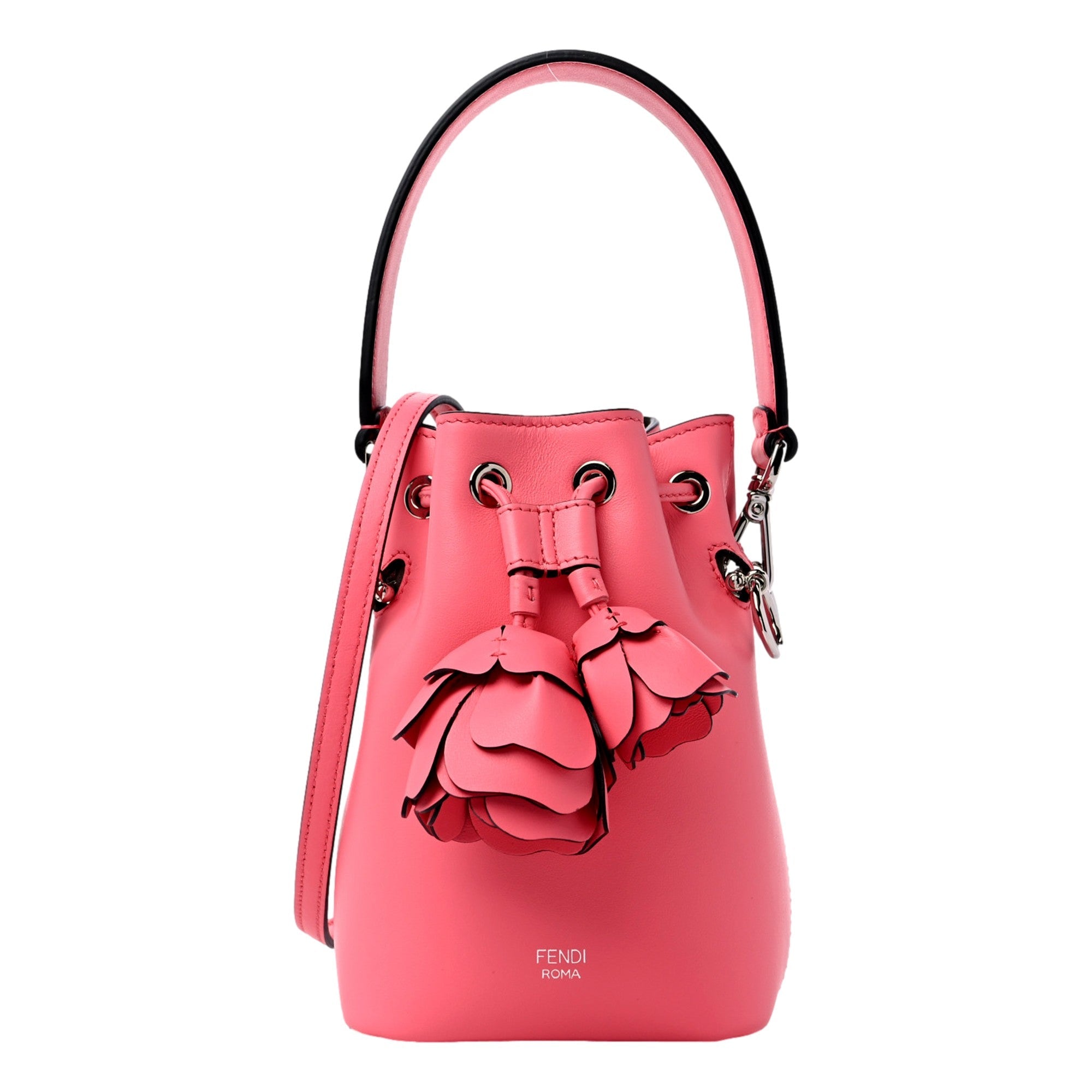 Luxury Pink Bucket Bag: Fendi Mini Bag with 3D Flower Design