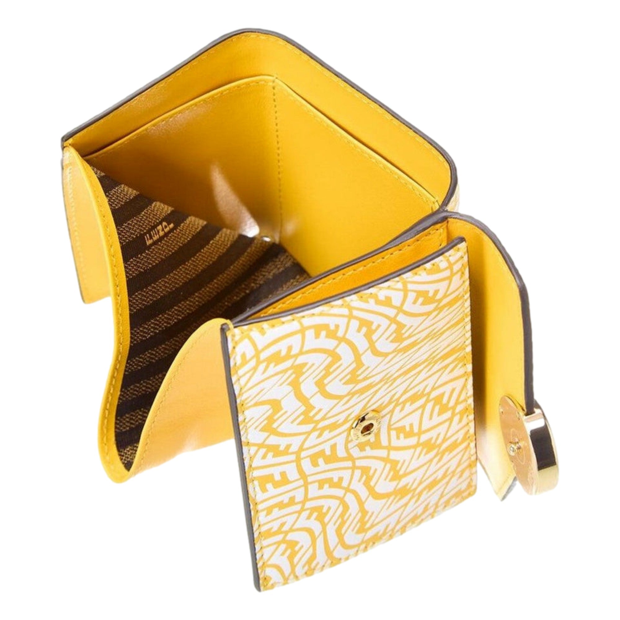 Shop Fendi Wallet: Yellow Leather Vertigo Trifold Wallet